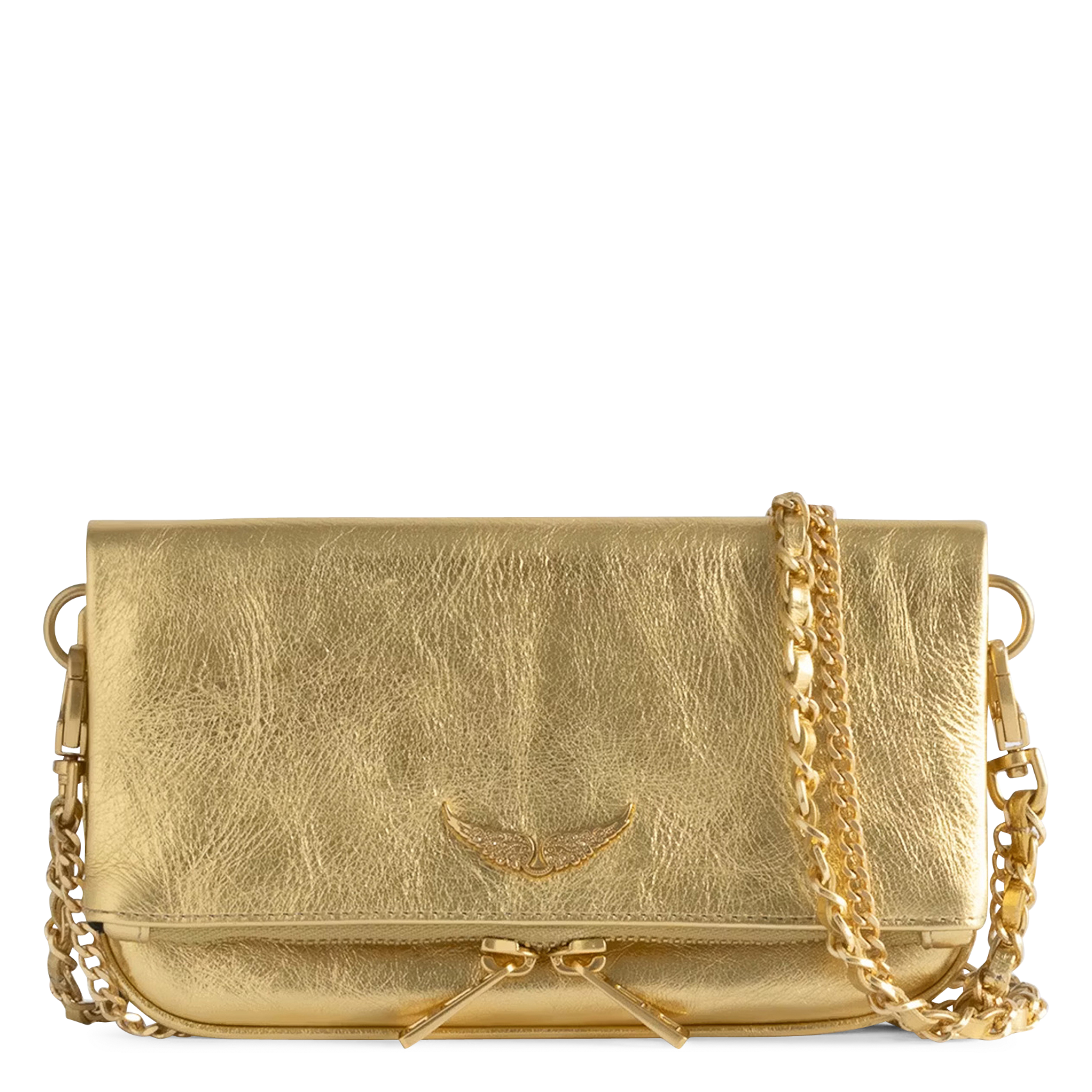 Rock nano leather evening clutch ZADIG&VOLTAIRE Golden