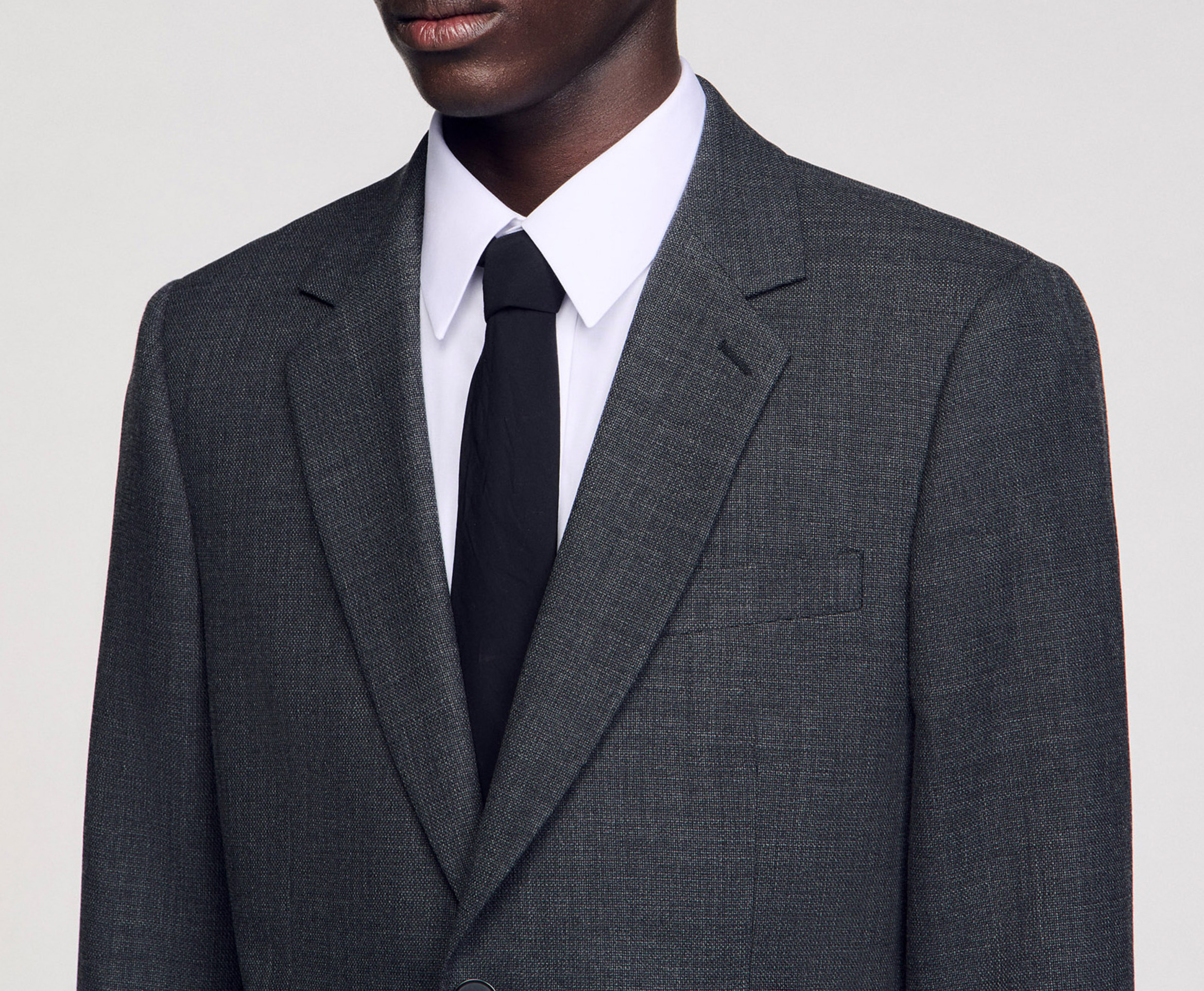 Veste col tailleur en laine SANDRO Gris