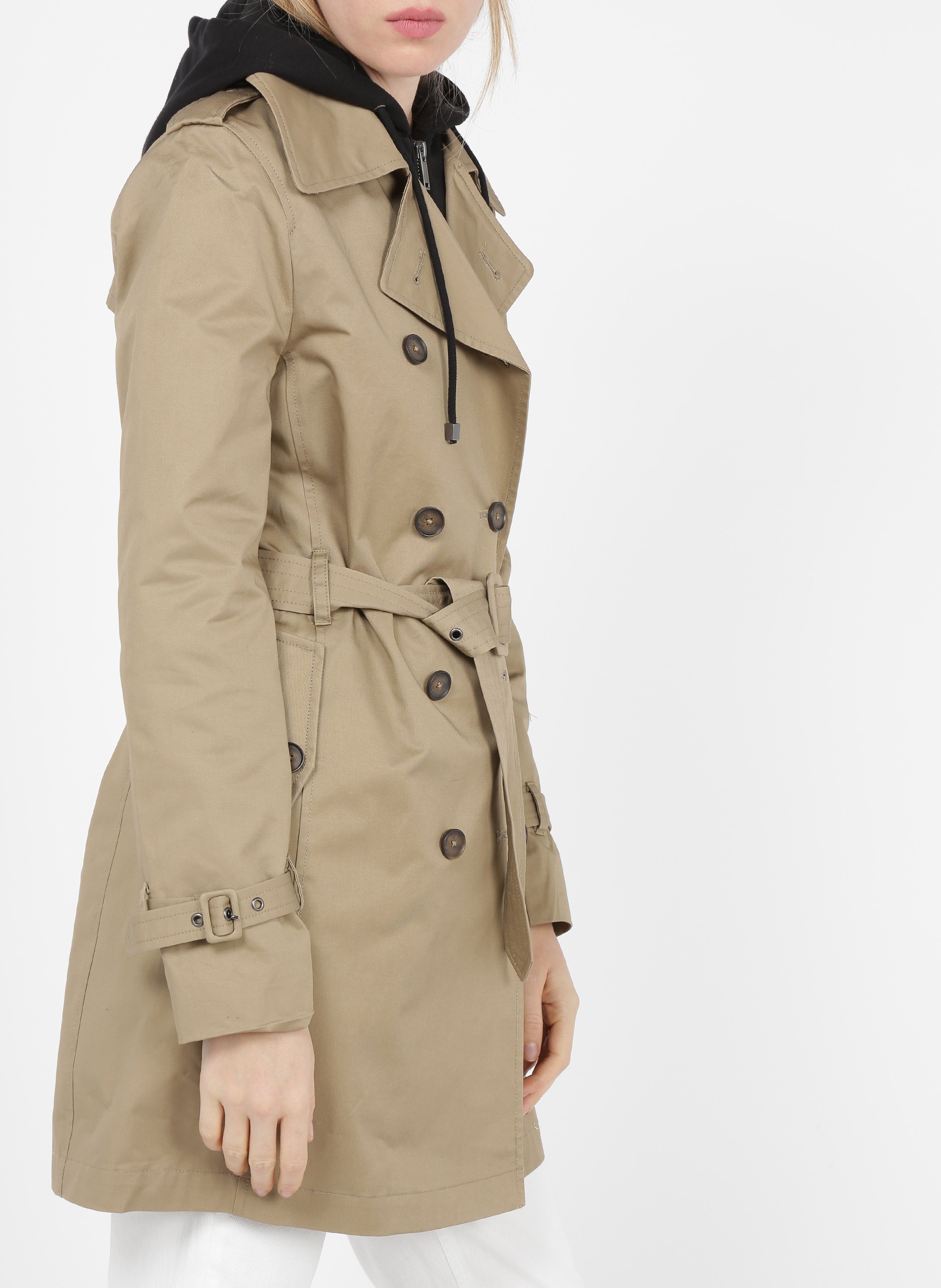 Trench à capuche amovible en coton IKKS Beige