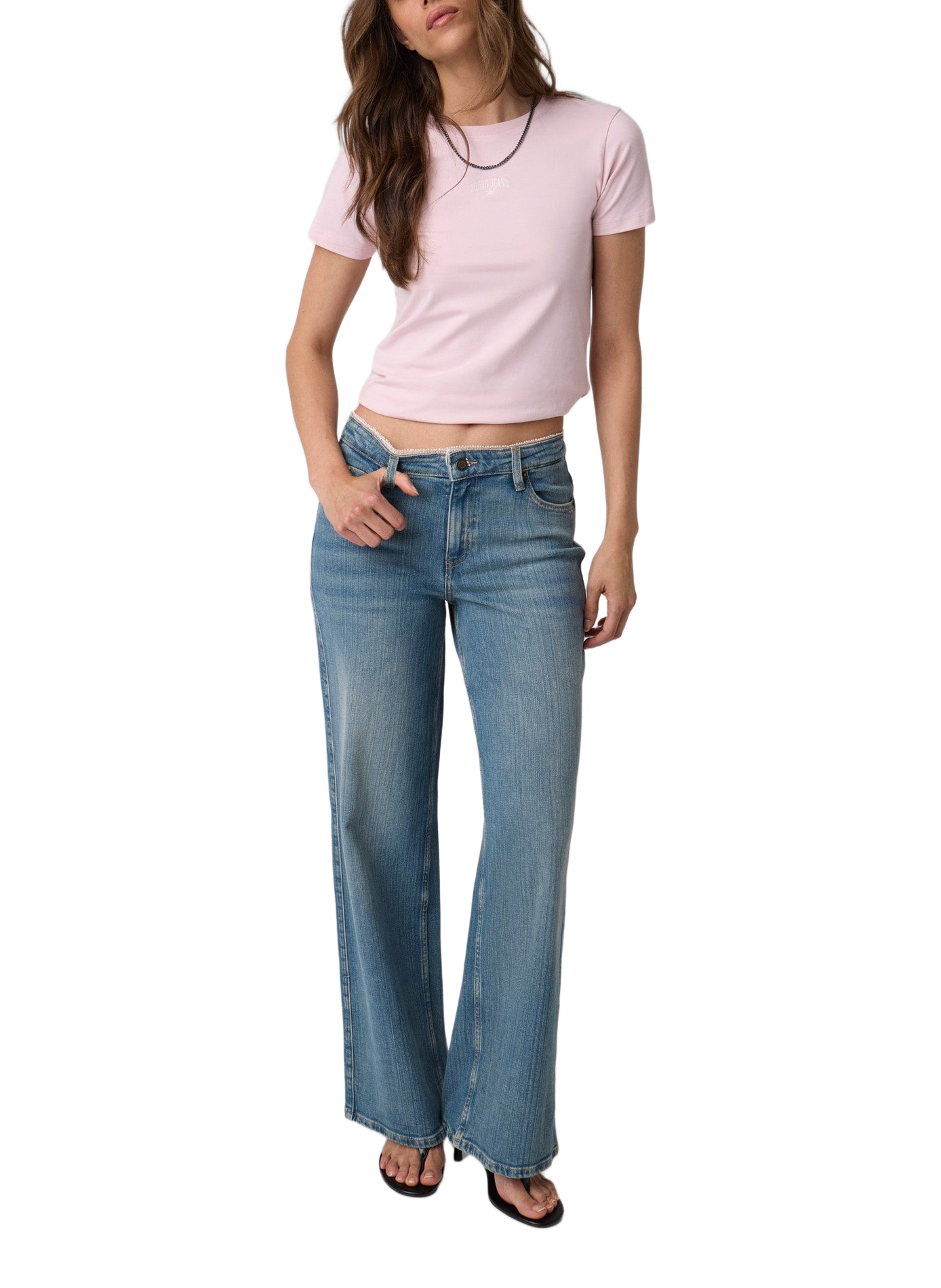 Gerader Jeans aus Baumwollmischung GUESS Blau