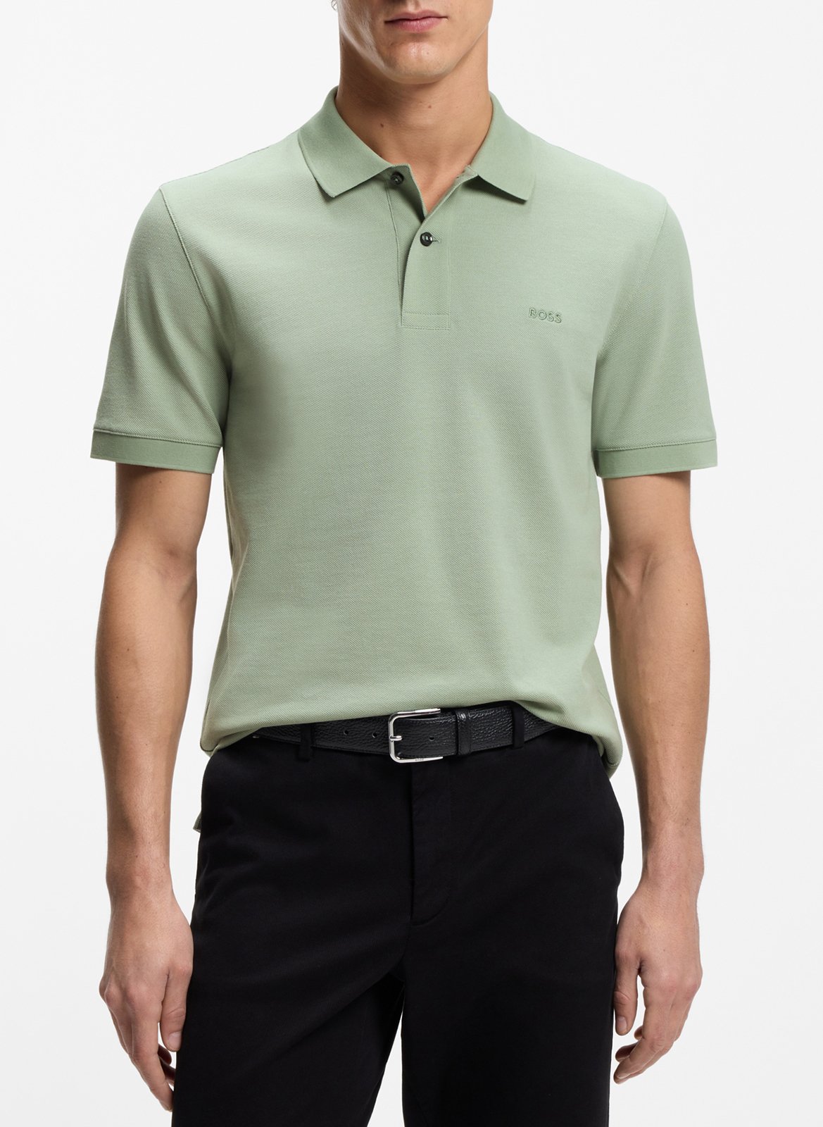 Polo manches courtes droit uni BOSS Kaki