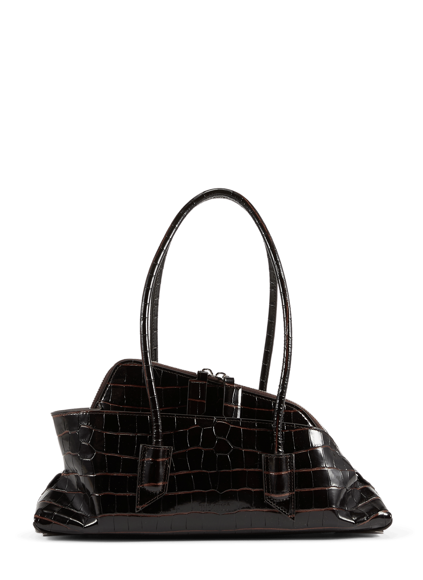 Sac épaule effet crocodile en cuir de veau THE ATTICO Marron
