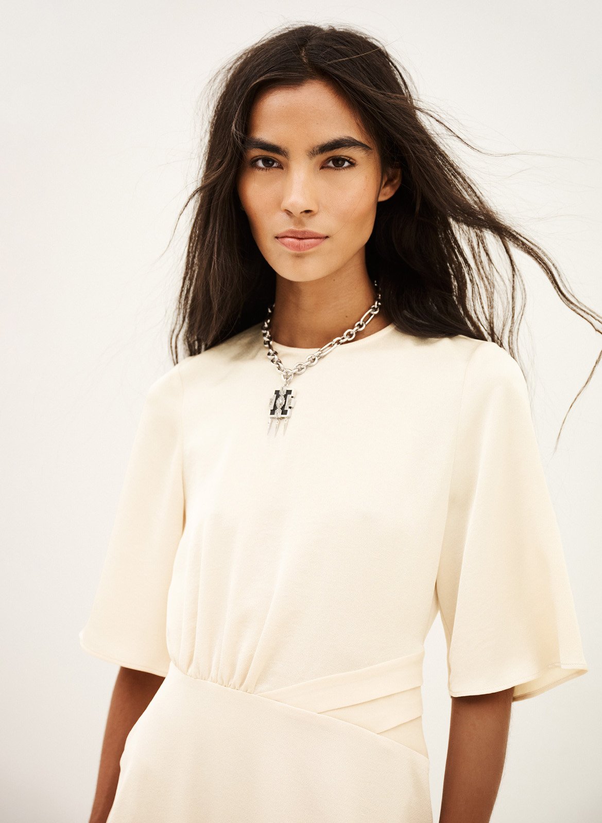 Midi getailleerde asymmetrische jurk wila BA&SH Beige