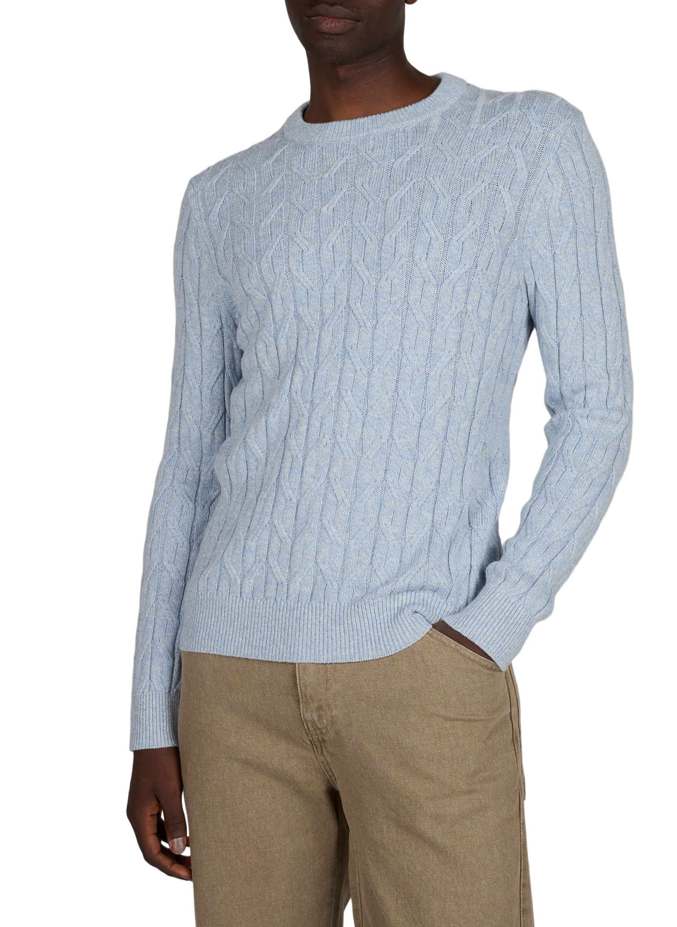 Sweater in twisted knit cotton blend HACKETT Blue