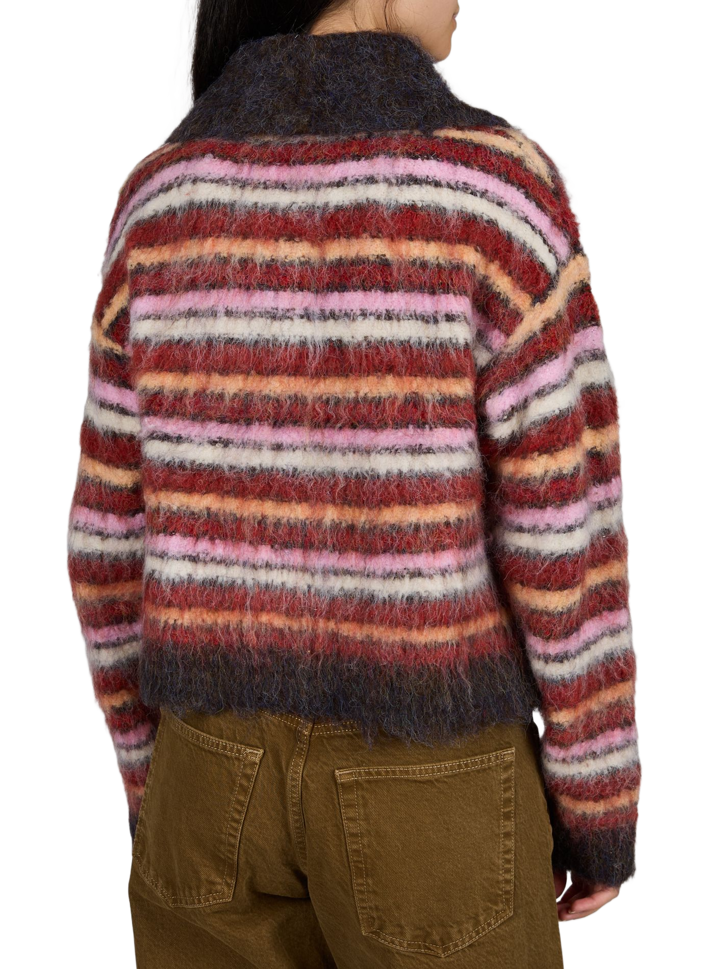 Gestreifter Strickpullover mit Knopfleiste TOPSHOP Rot
