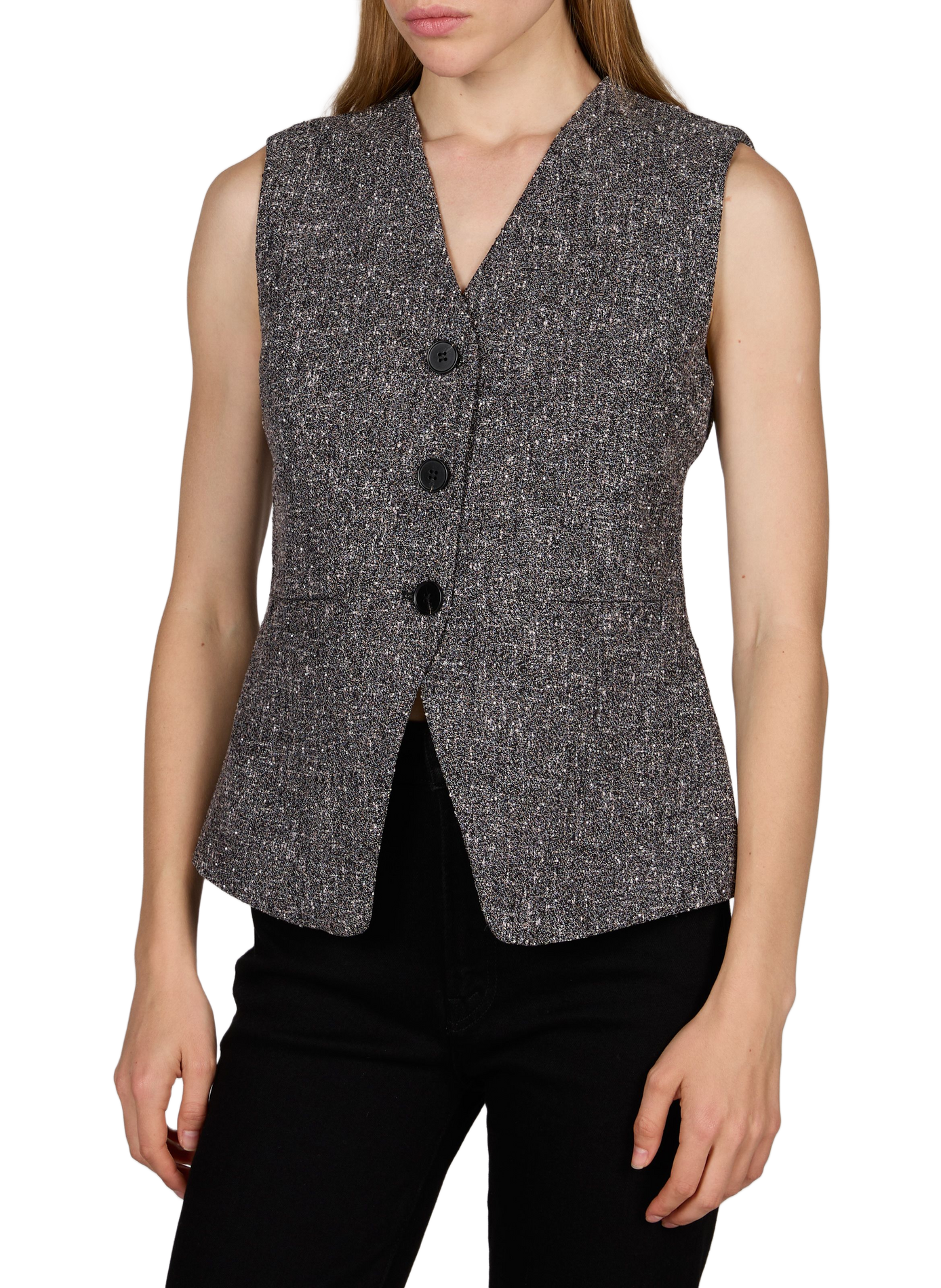 Sleeveless vest with rhinestones SUNCOO Grey