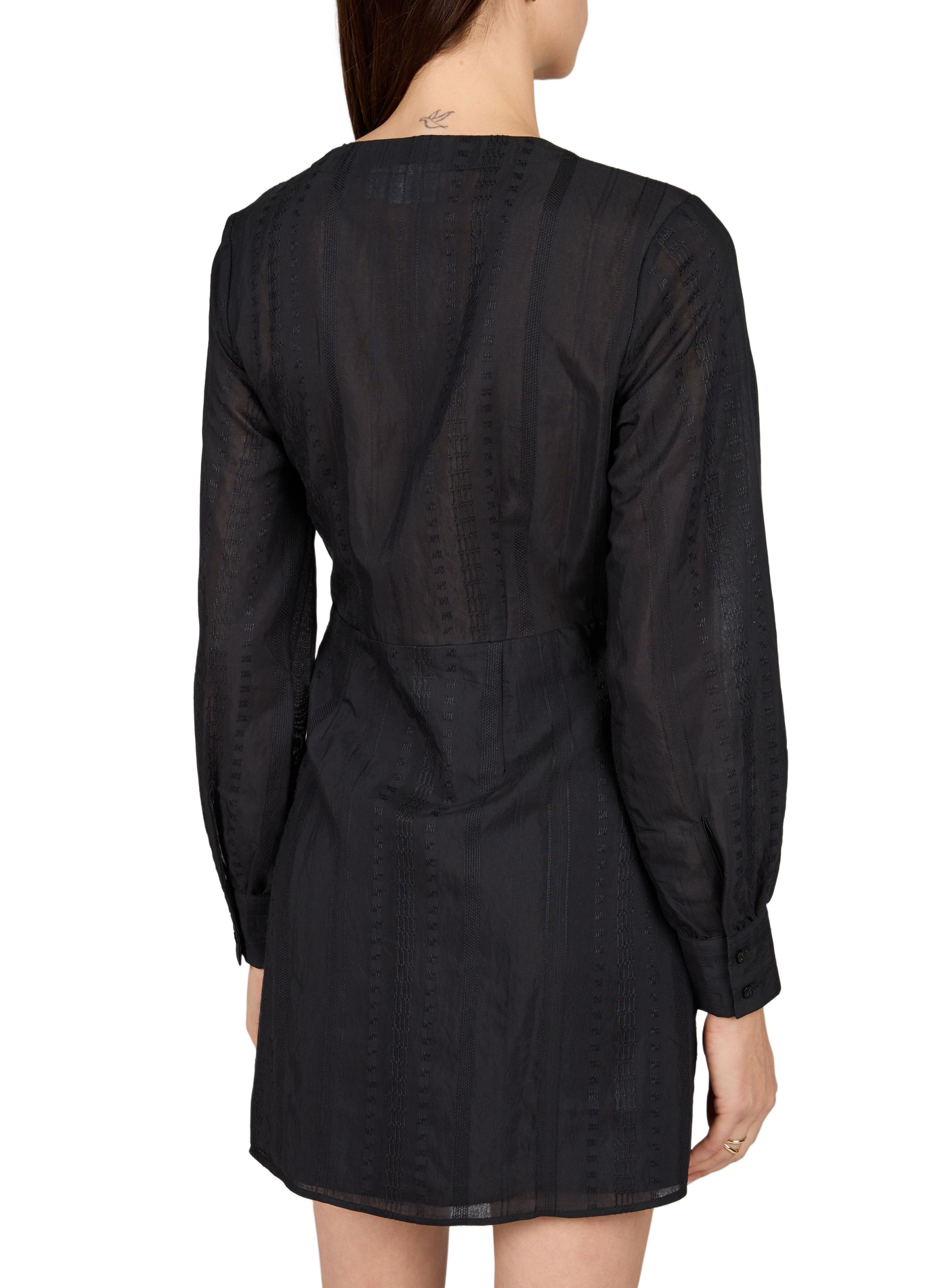 Chemise brodée à col V VILA Noir