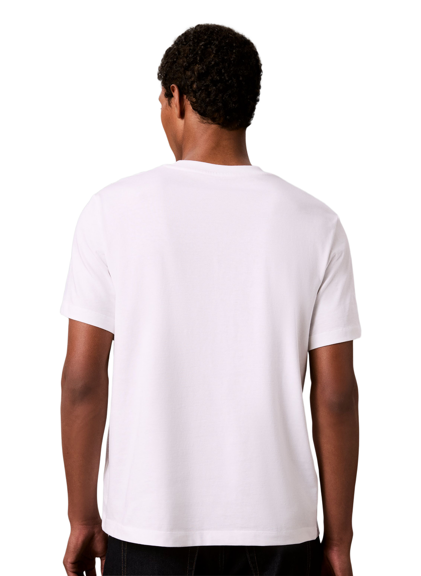 T-shirt col rond droit à broderie CALVIN KLEIN Blanc
