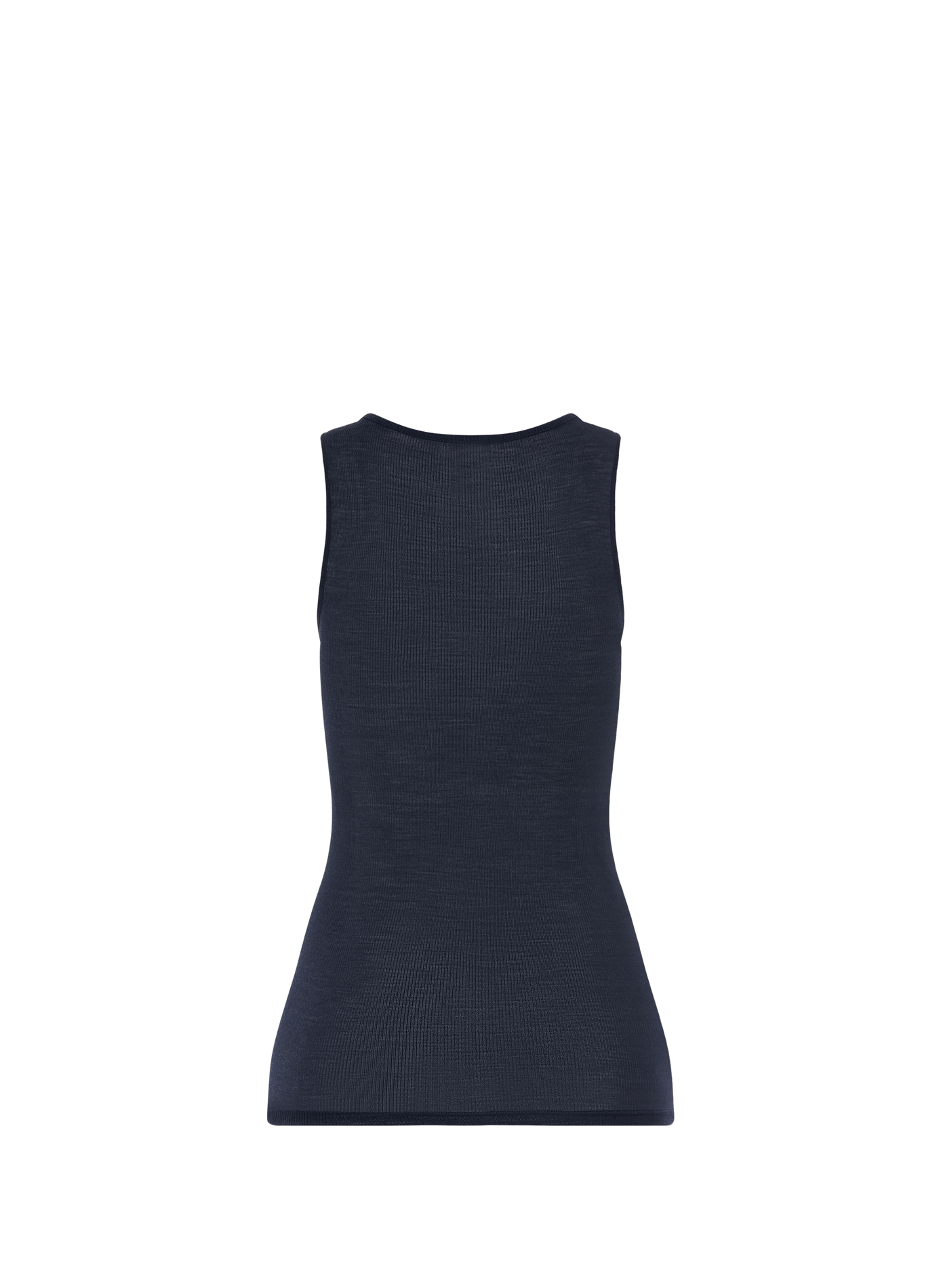 Fitted wool and silk lace-trimmed crew-neck tank top HANRO Blue