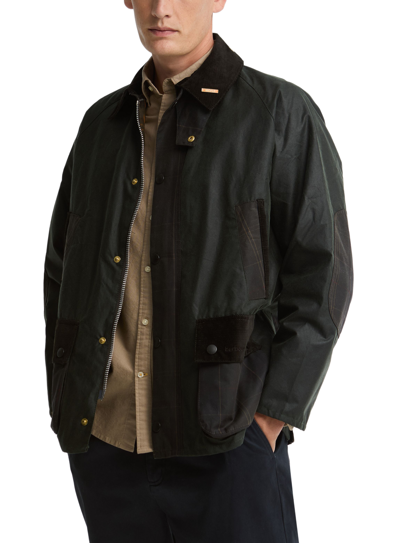 Rechte jas van gewaxte katoenen canvas BARBOUR Groen