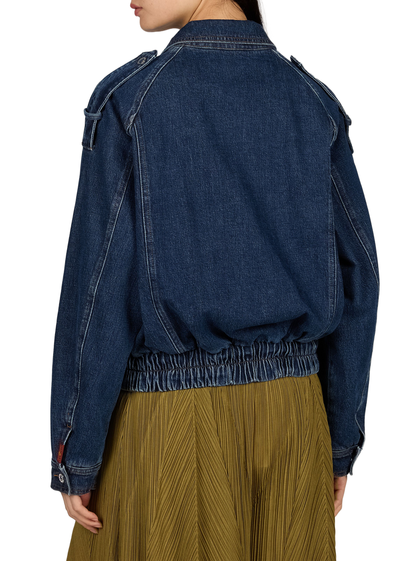 Veste aviateur en denim de coton mélangé 7 FOR ALL MANKIND Bleu