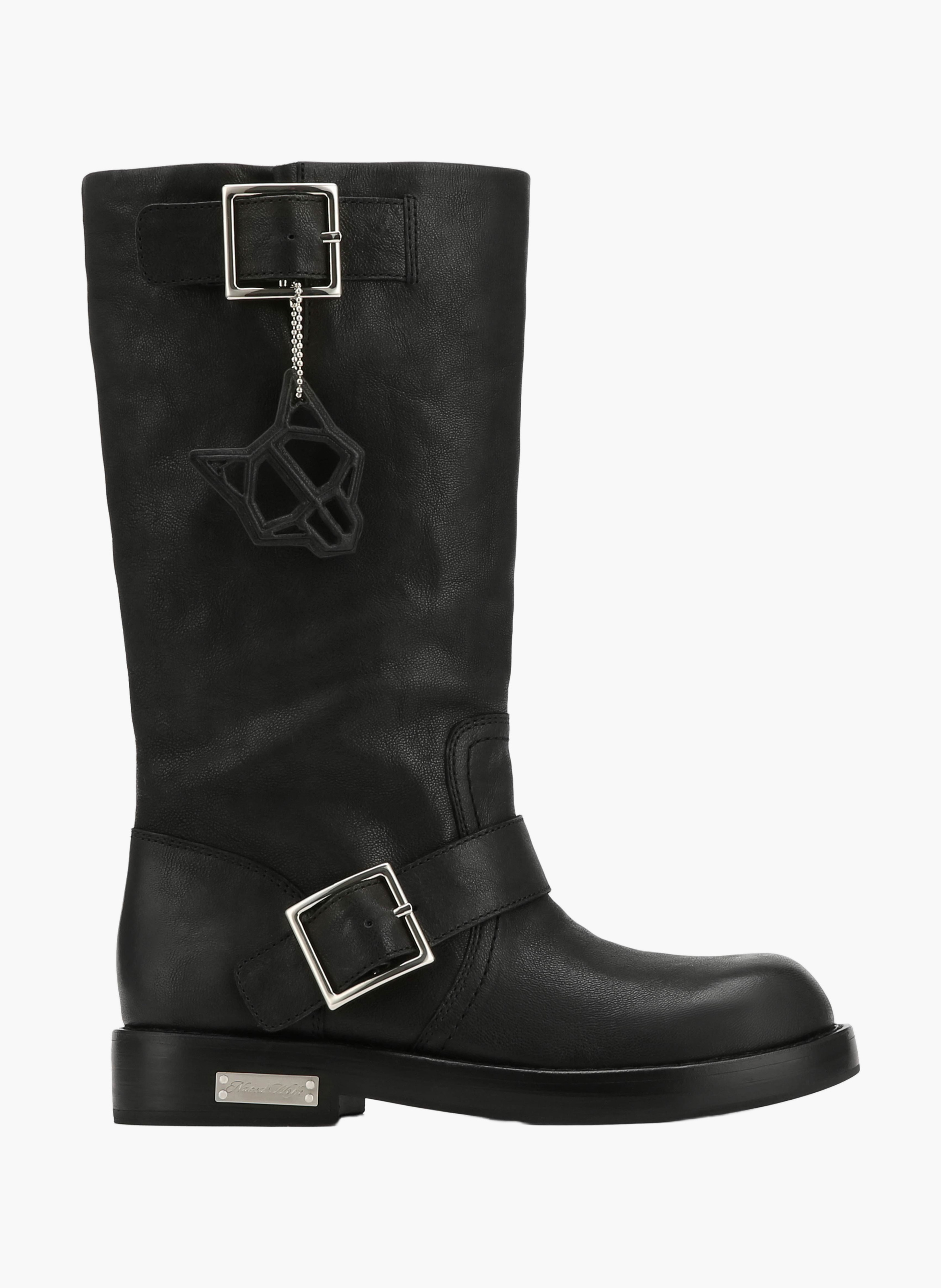 Heat-bottines van gepatineerd leer NAKED WOLFE Zwart