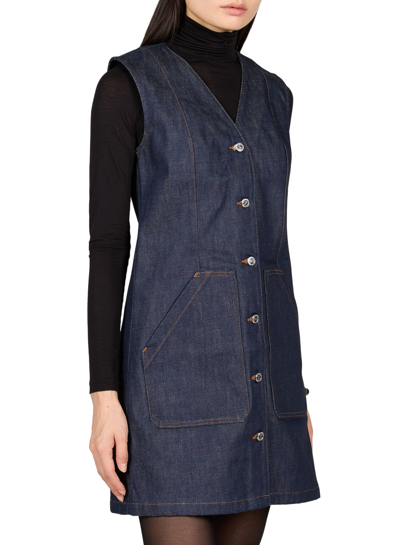 Denim jurk June van katoen A.P.C. Blauw