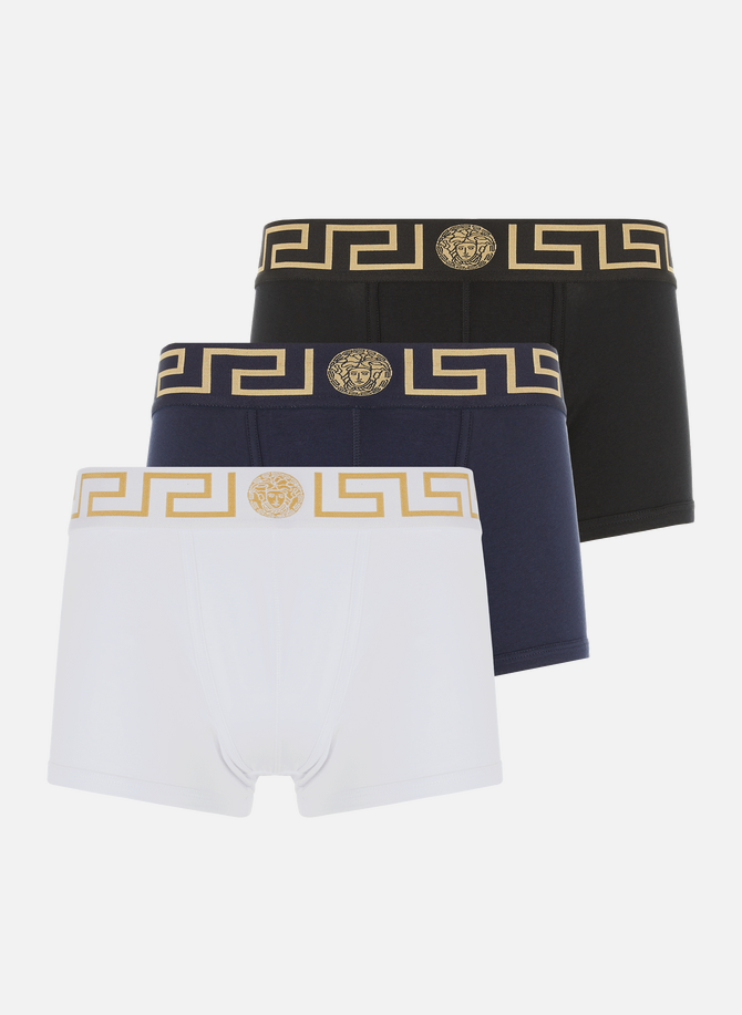 Pack of three Greca stretch cotton boxers VERSACE