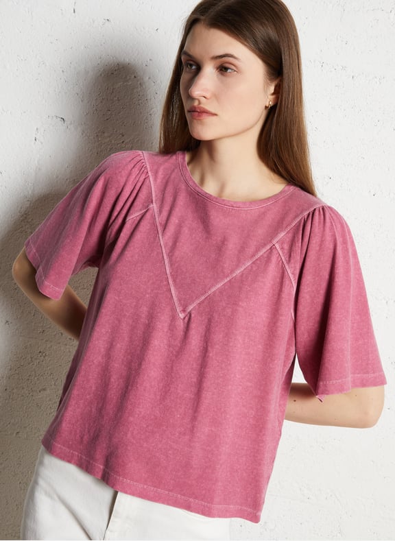 Tee-shirt droit col rond angele Rouge by MAISON 123 MAISON 123 Tee-shirt droit col rond angele Rouge