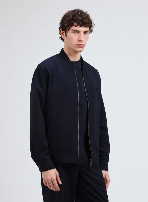 Straight baseball collar jacket Blue by LES DEUX LES DEUX Straight baseball collar jacket Blue