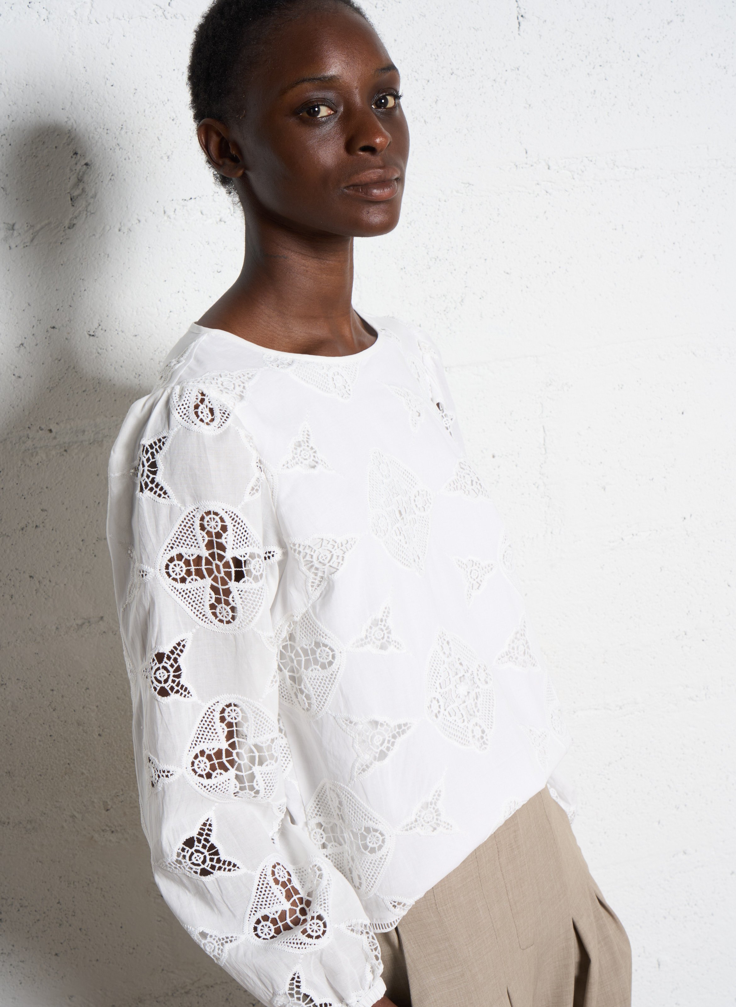 Blouse droite en coton mélangé palma MAISON 123 Blanc