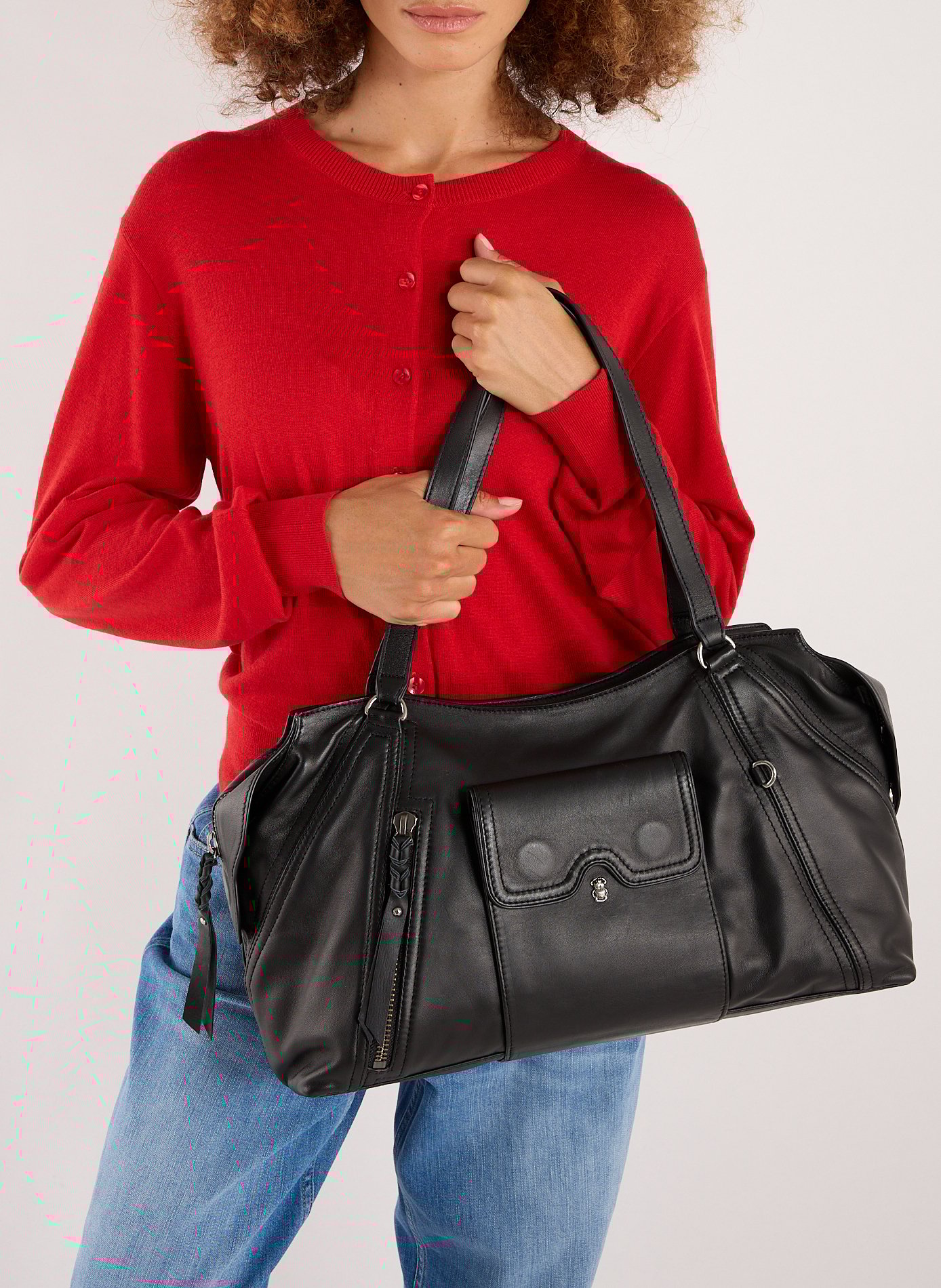 Sac à man Juno en cuir CLARIS VIROT Noir