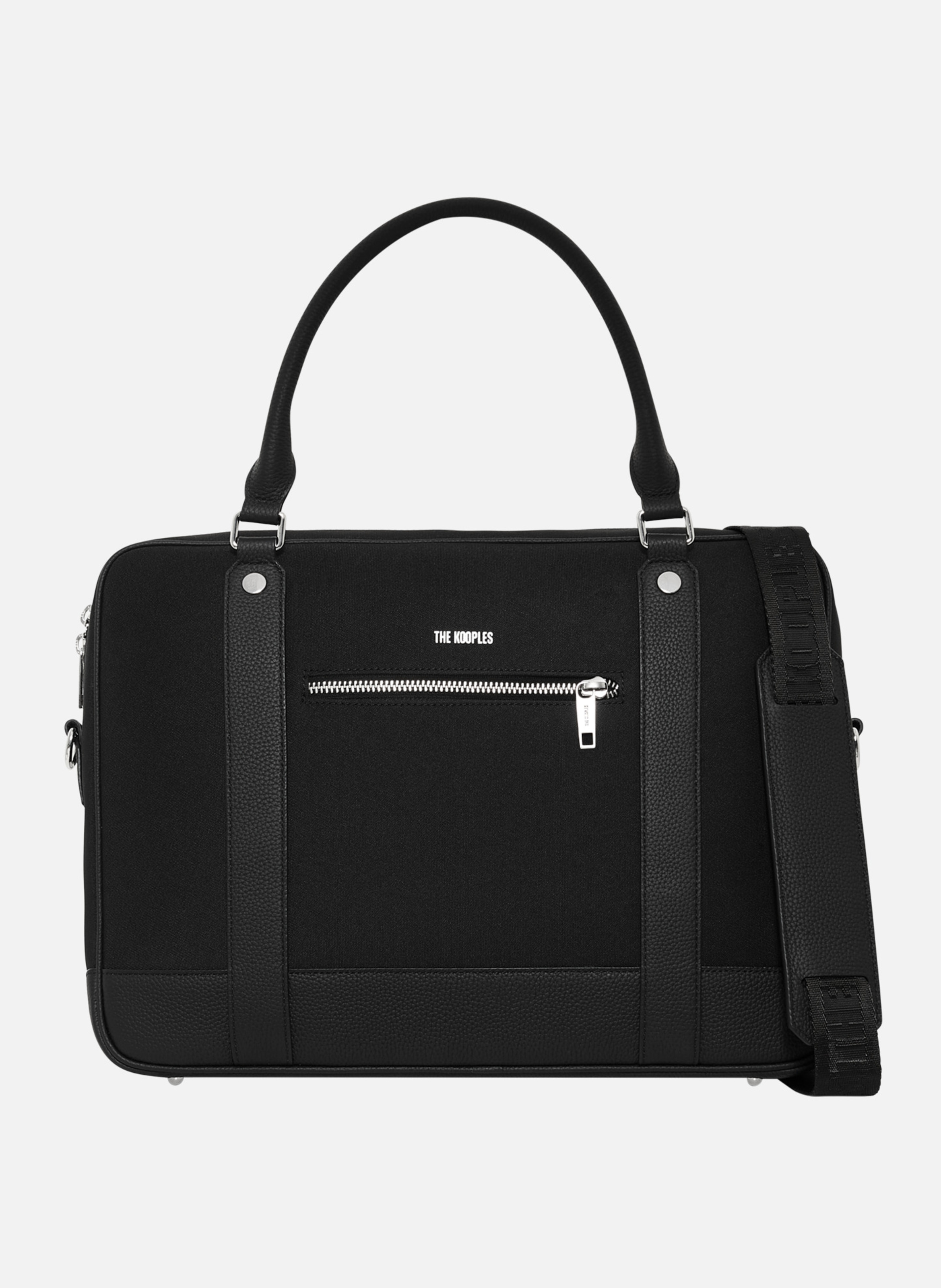 Porte-documents en canvas et cuir grainé THE KOOPLES Noir