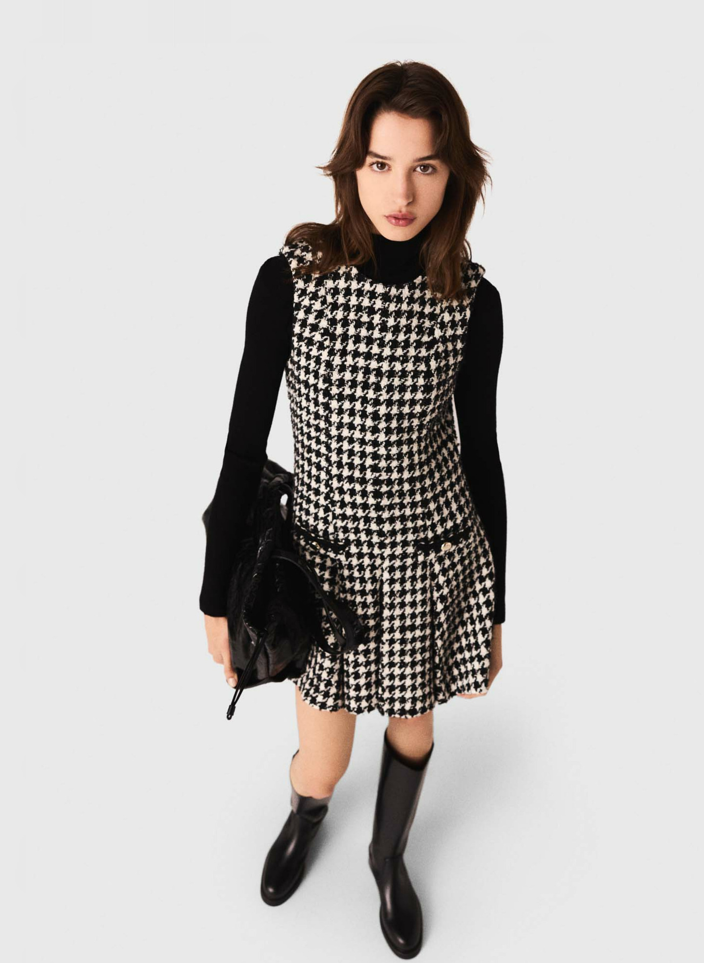 Robe courte col rond imprimé MAJE Noir