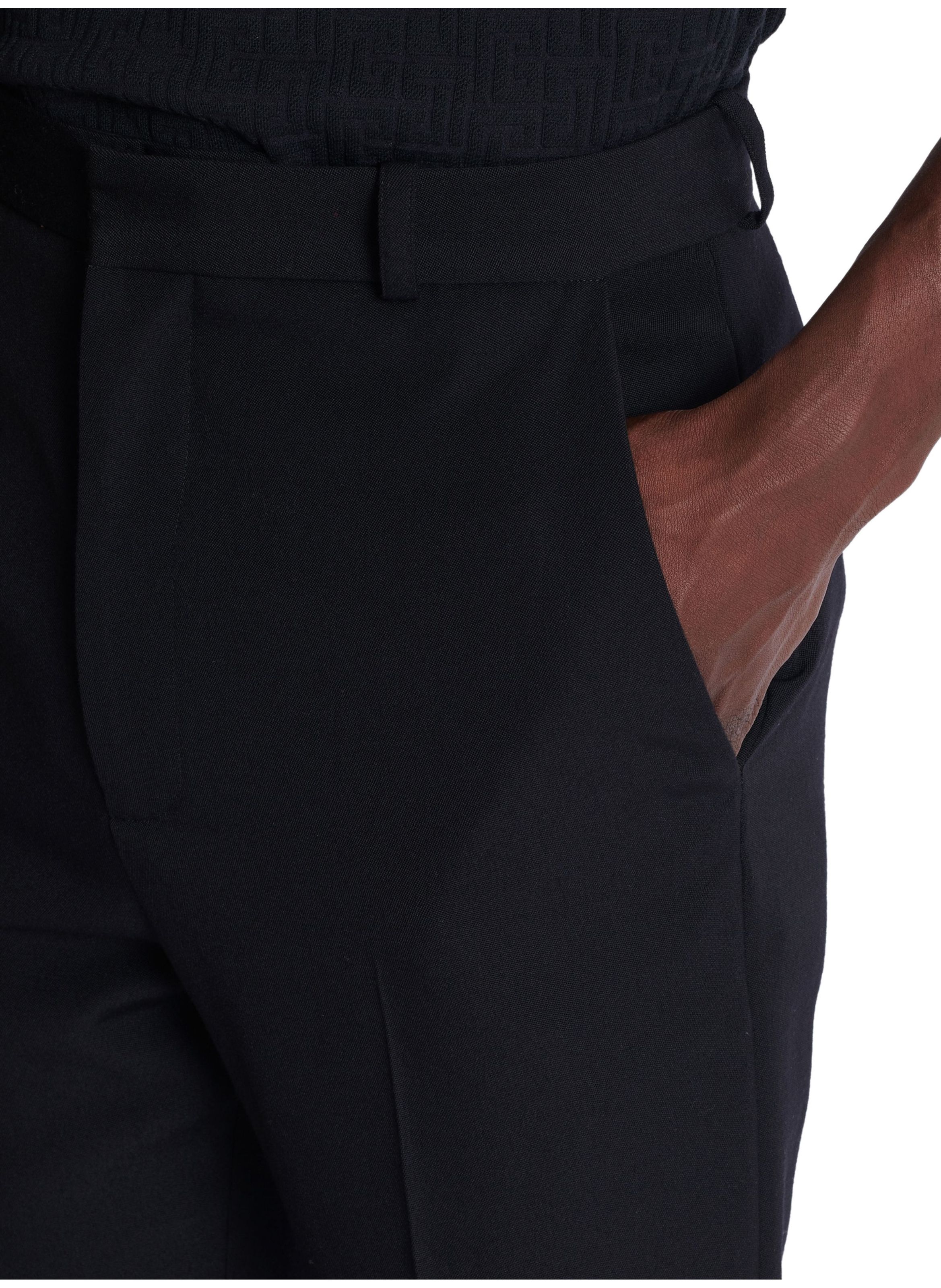 Pantalon à pinces en laine BALMAIN Noir