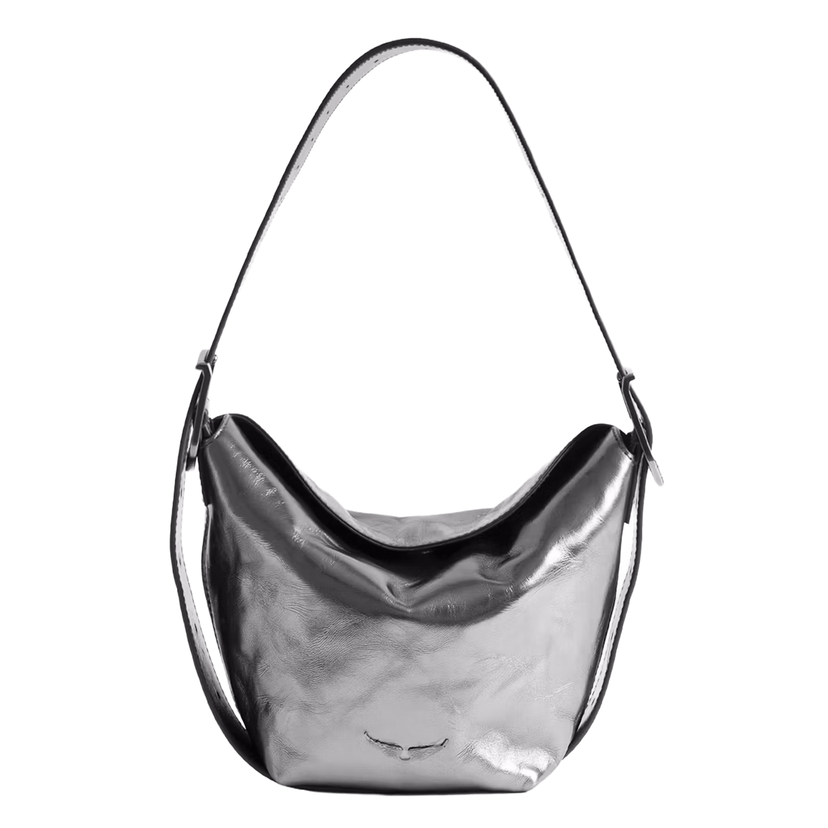 Sac porté épaule en cuir métallisé baby jane ZADIG&VOLTAIRE Gris