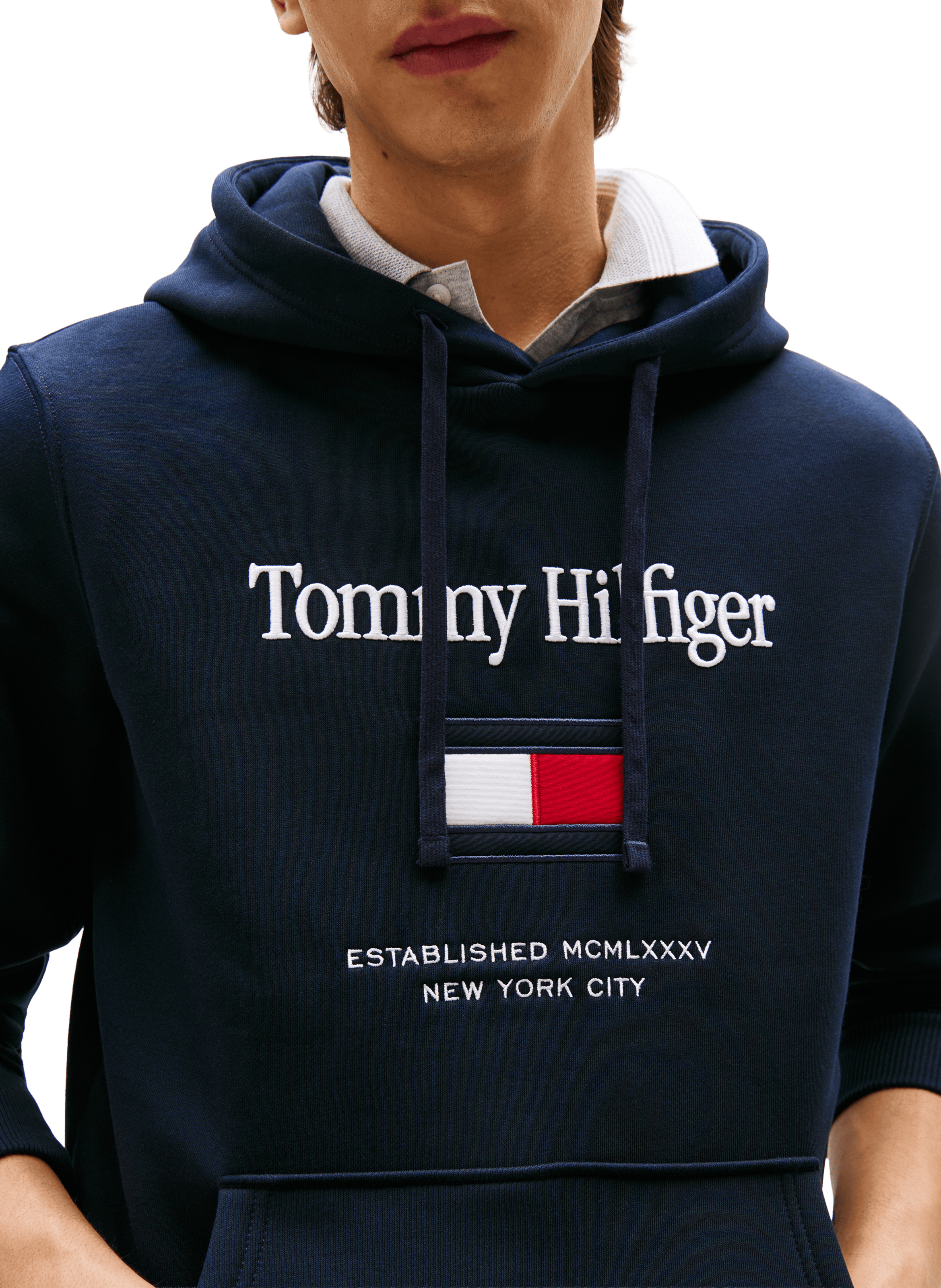 Sweat à capuche avec logo brodé TOMMY HILFIGER Bleu