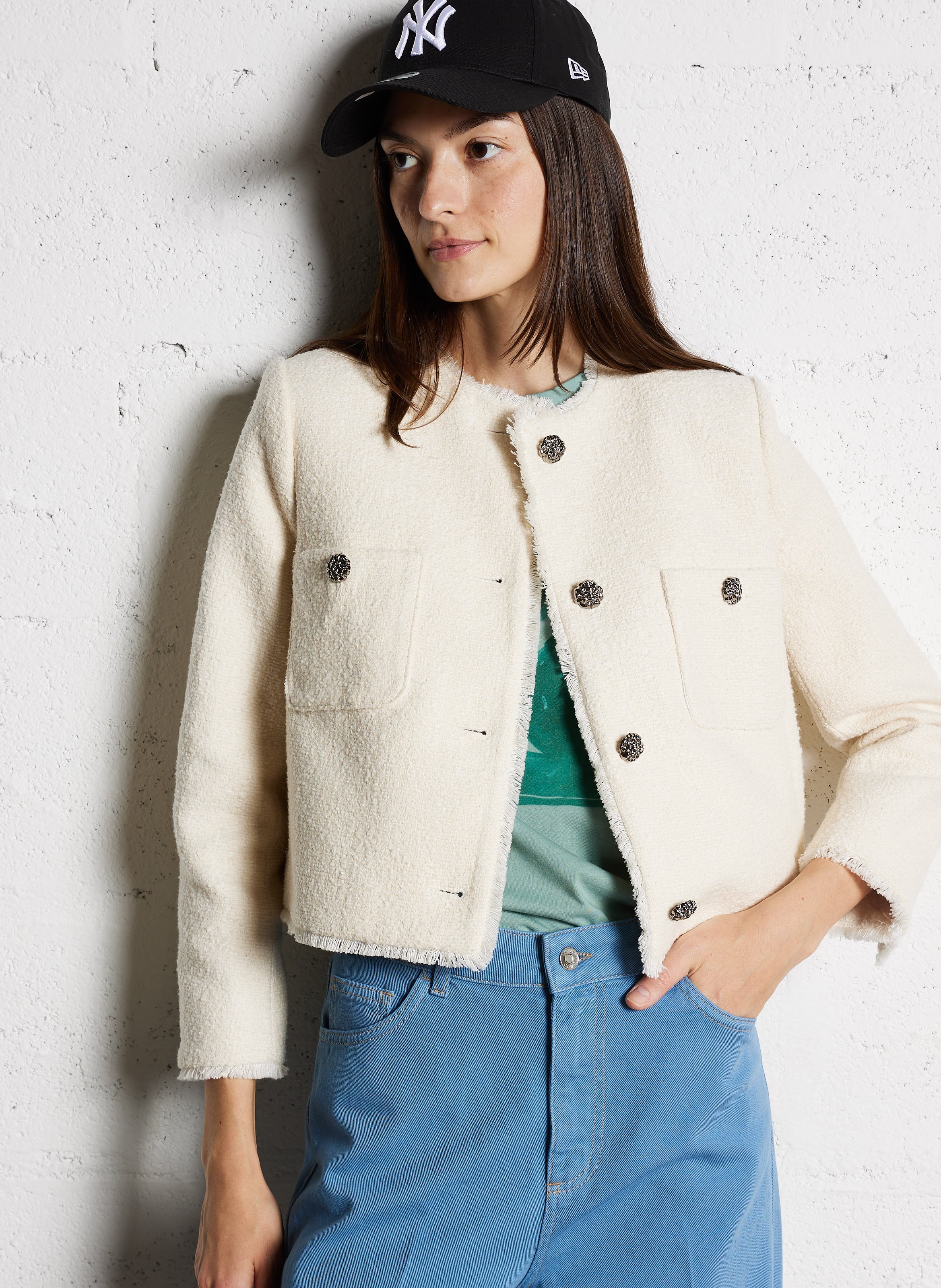 Veste courte en coton et laine mélangés mera BA&SH Beige