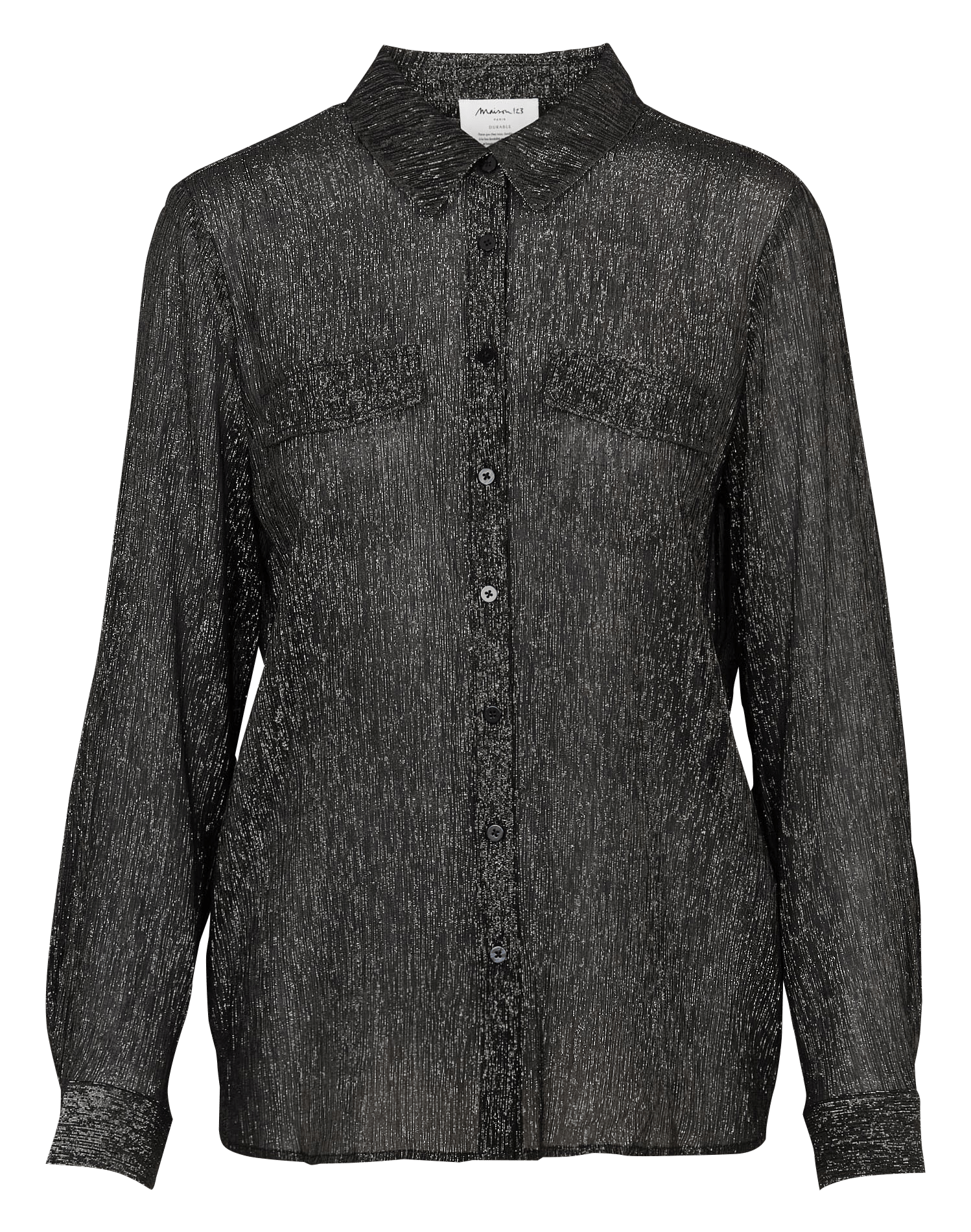 Chemise droite à fils métallisés sparkle MAISON 123 Noir