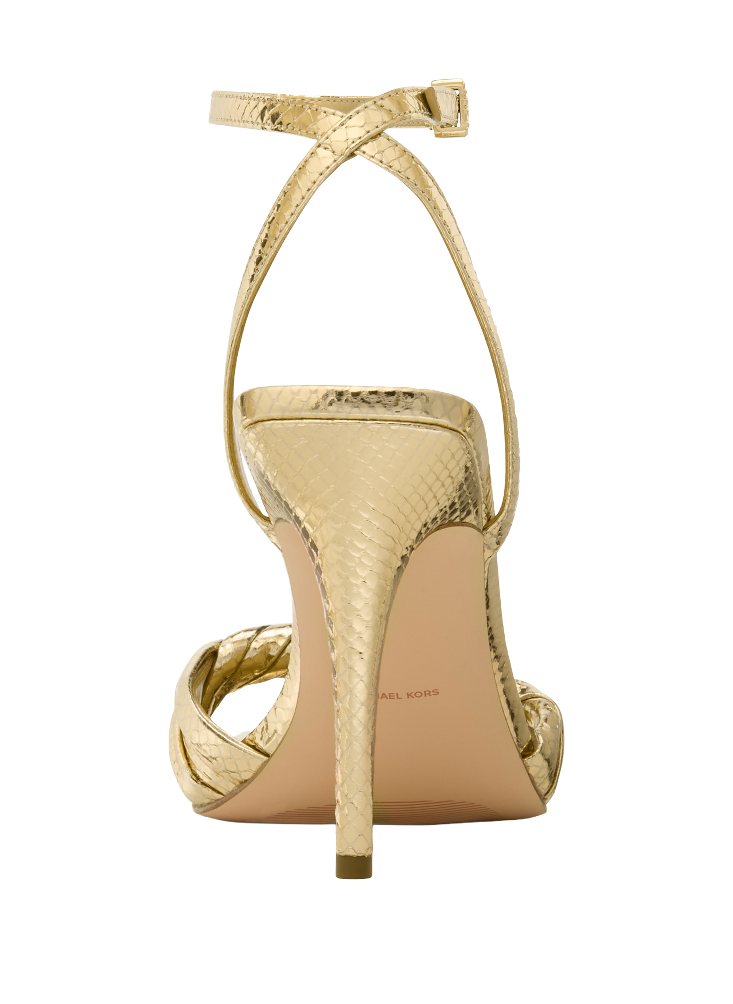 Sandale en cuir métallisé à motif serpent MICHAEL KORS Doré