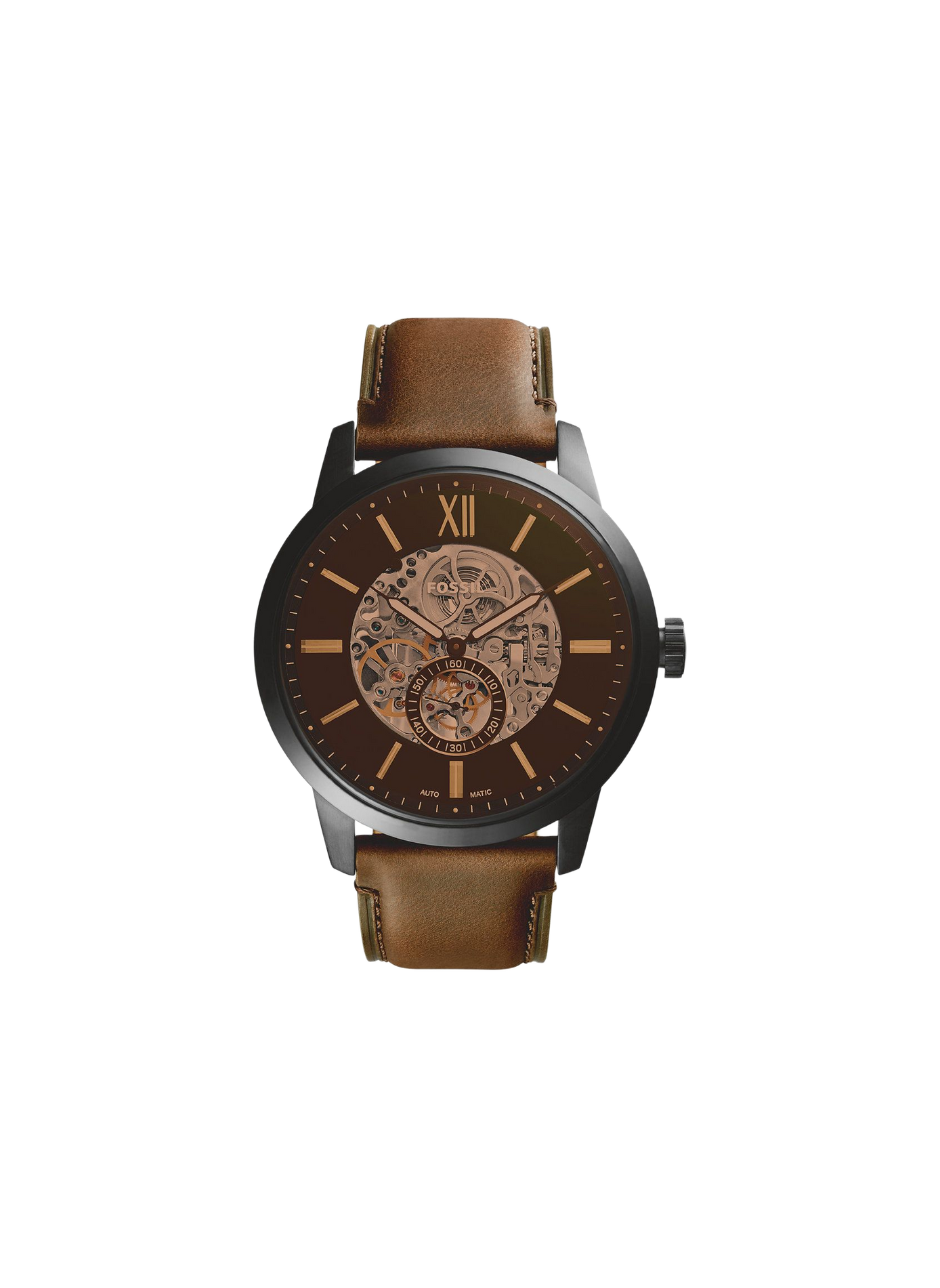 Montre Townsman bracelet en cuir FOSSIL Noir