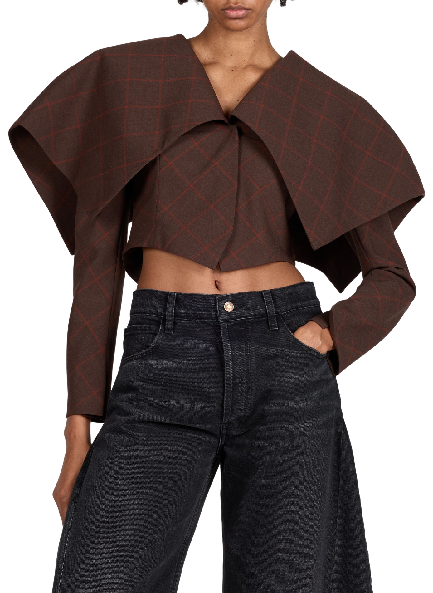 Veste déstructurée imprimée en laine mélangée A.W.A.K.E. MODE Marron