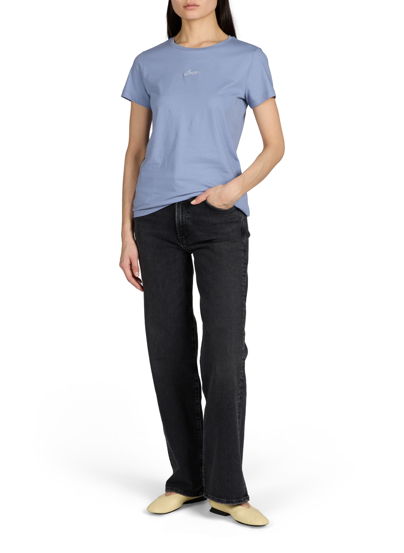 T-shirt à col rond en coton BOSS Bleu