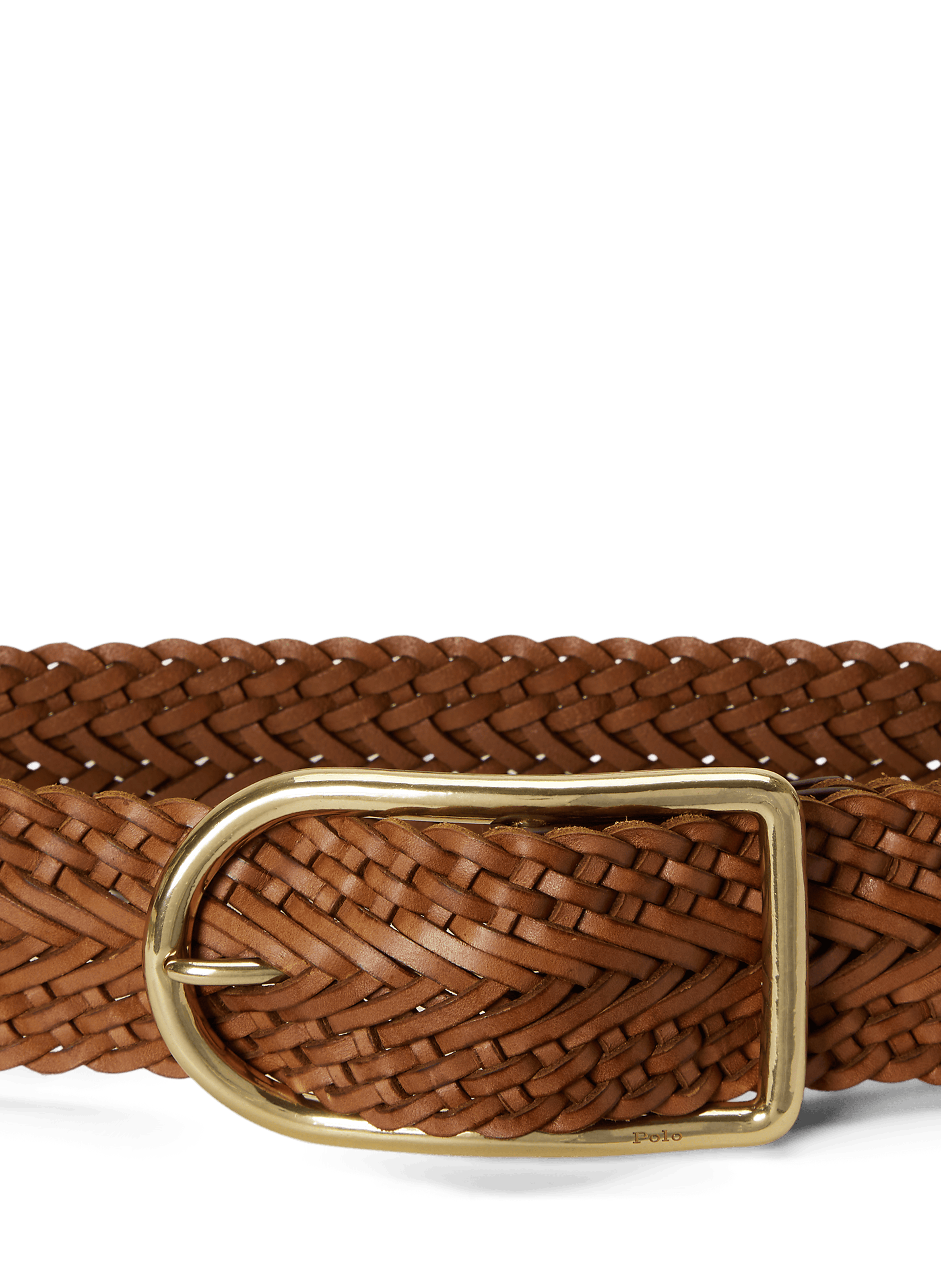 Braided Leather Belt with Adjustable Buckle POLO RALPH LAUREN Brown