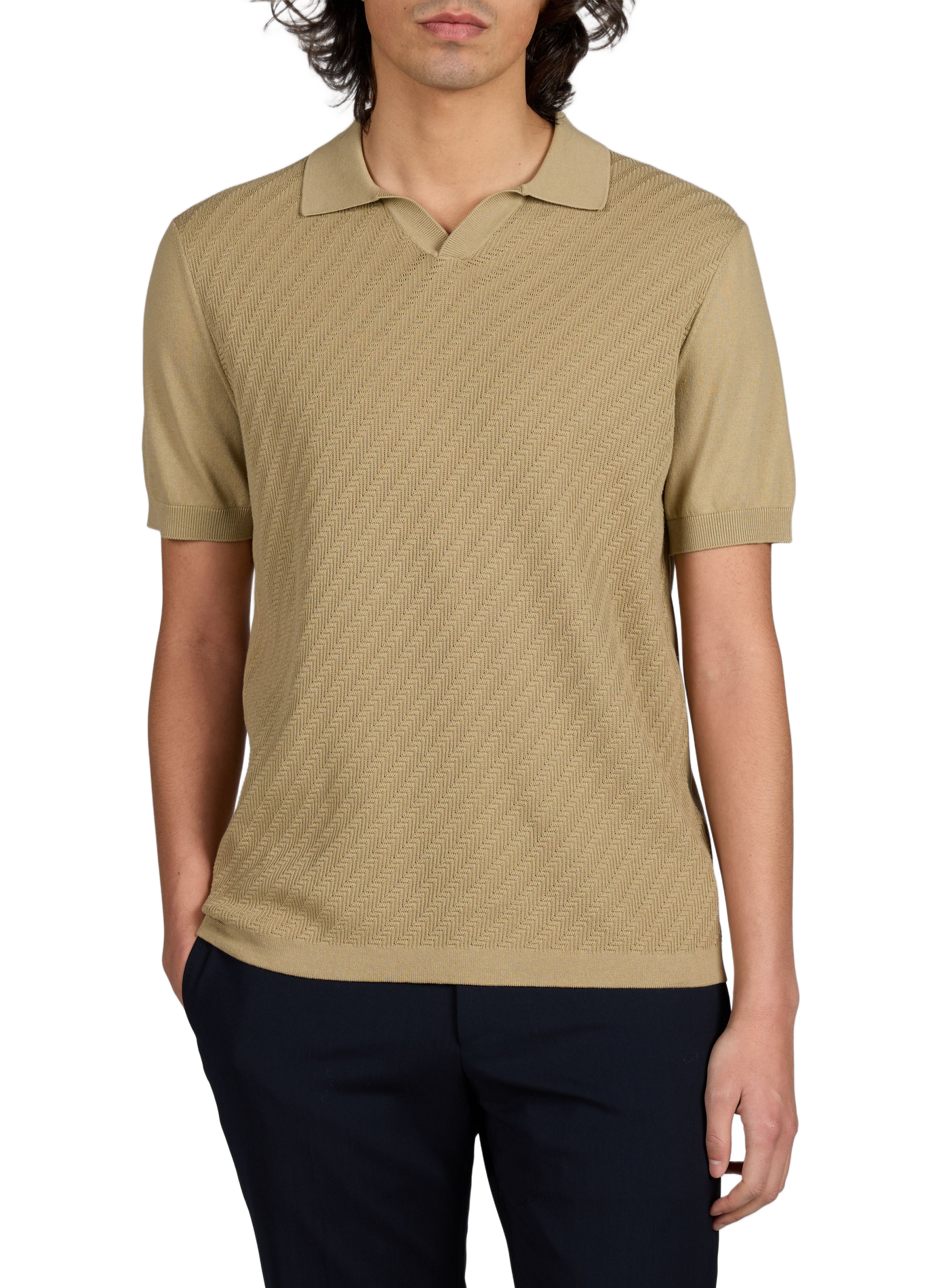 Polo à manches courtes en coton CORNELIANI Marron