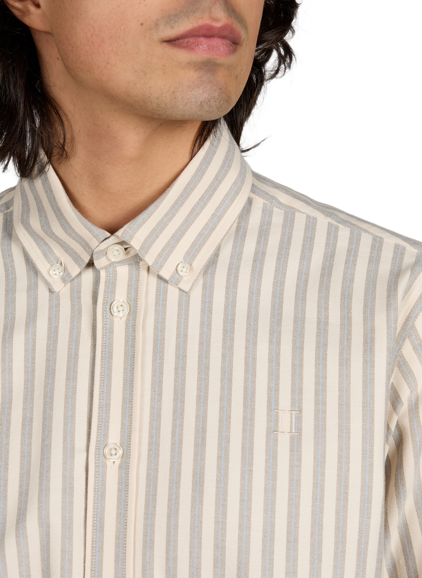 Chemise Konrad à rayures en coton mélangé LES DEUX Beige