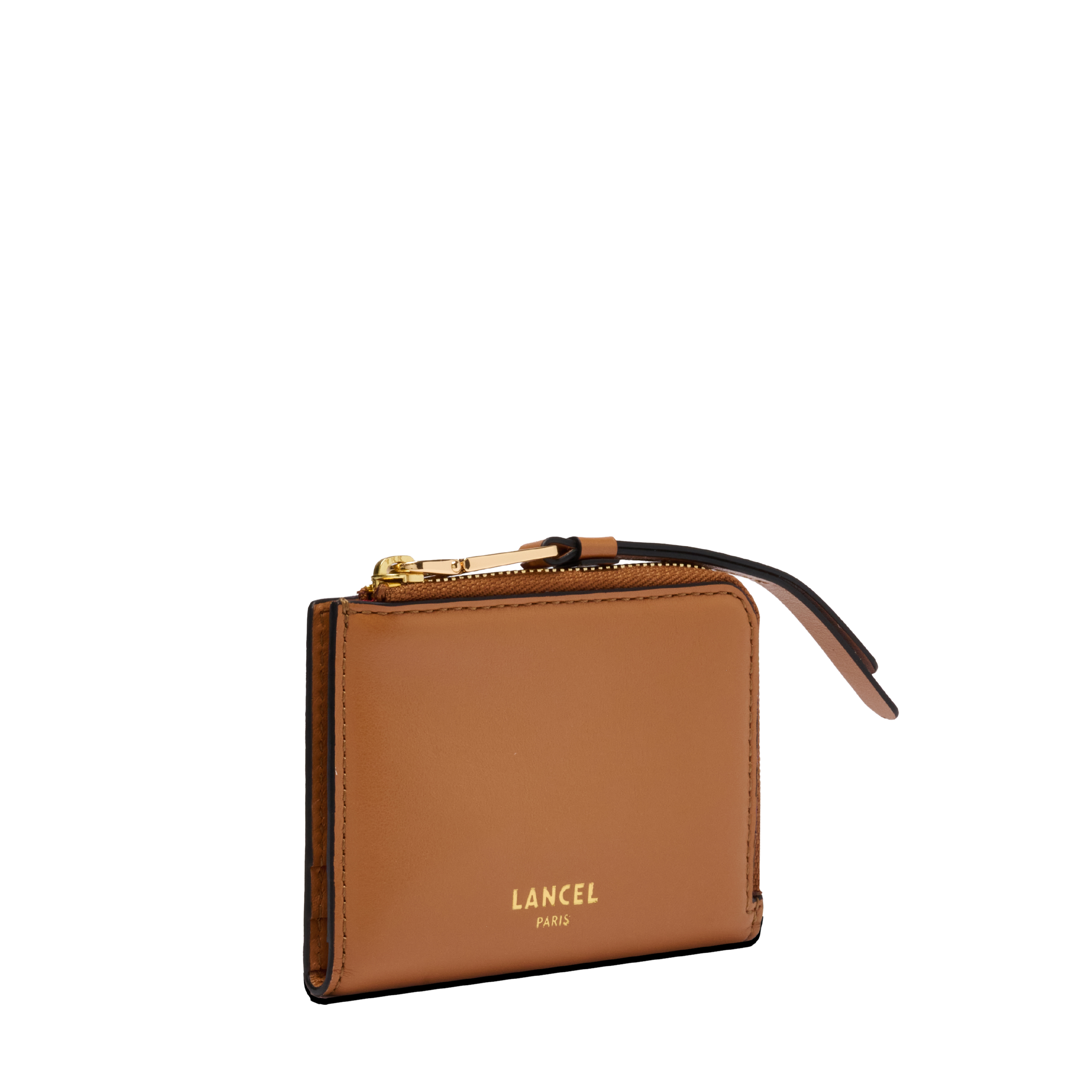 Mini portefeuille zippé origami de lancel en cuir LANCEL Marron