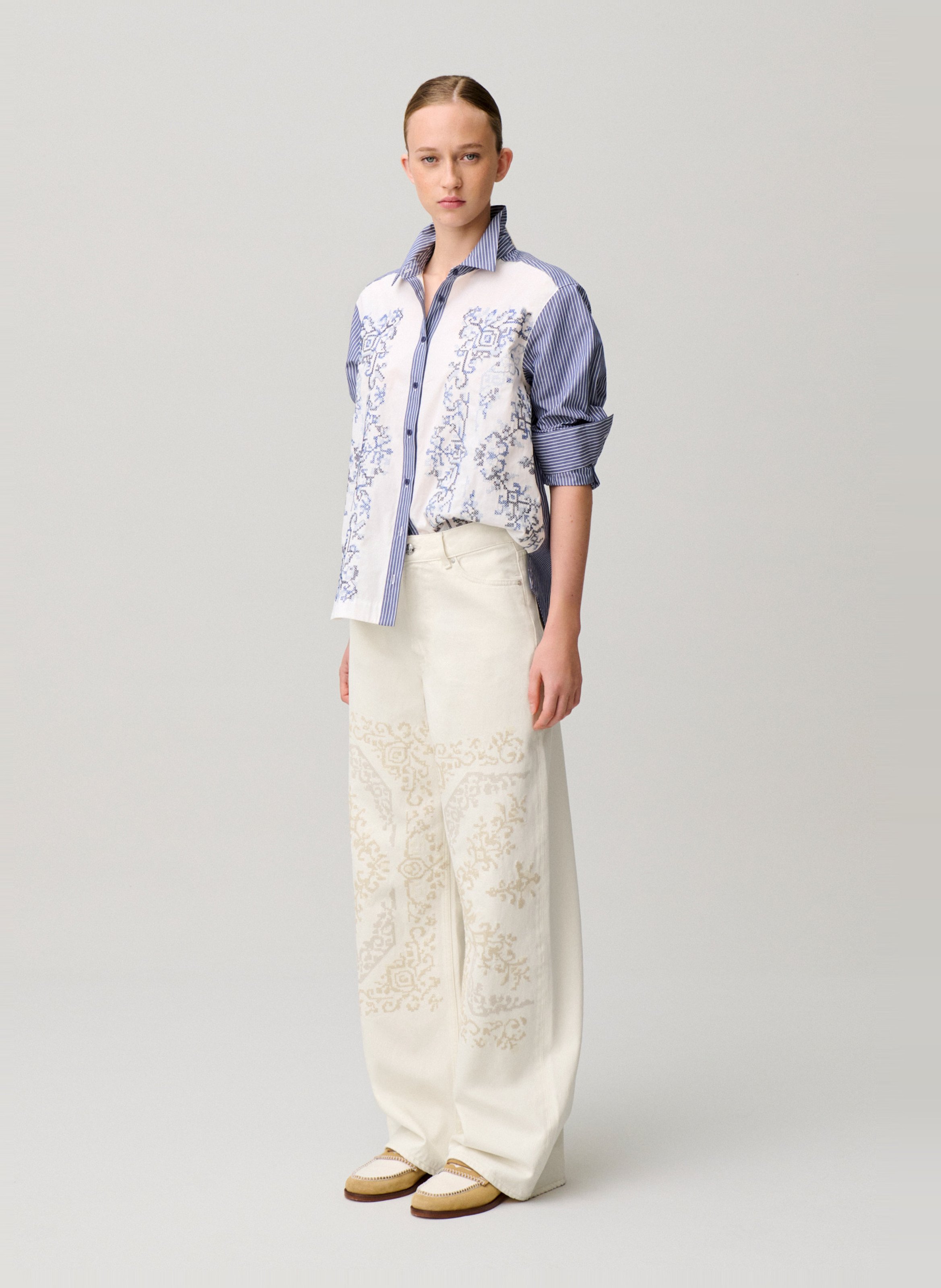 Jean droit en coton CLAUDIE PIERLOT Beige