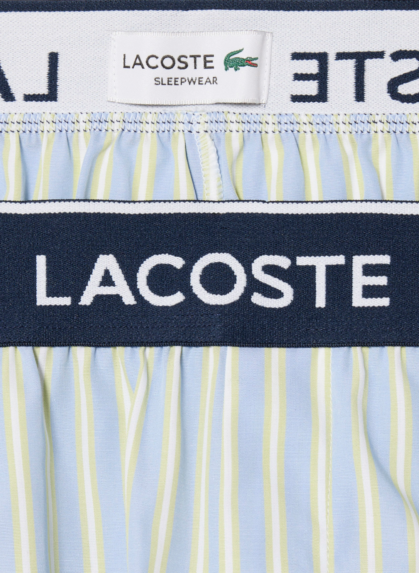 Short de pyjama à rayures en coton LACOSTE Vert