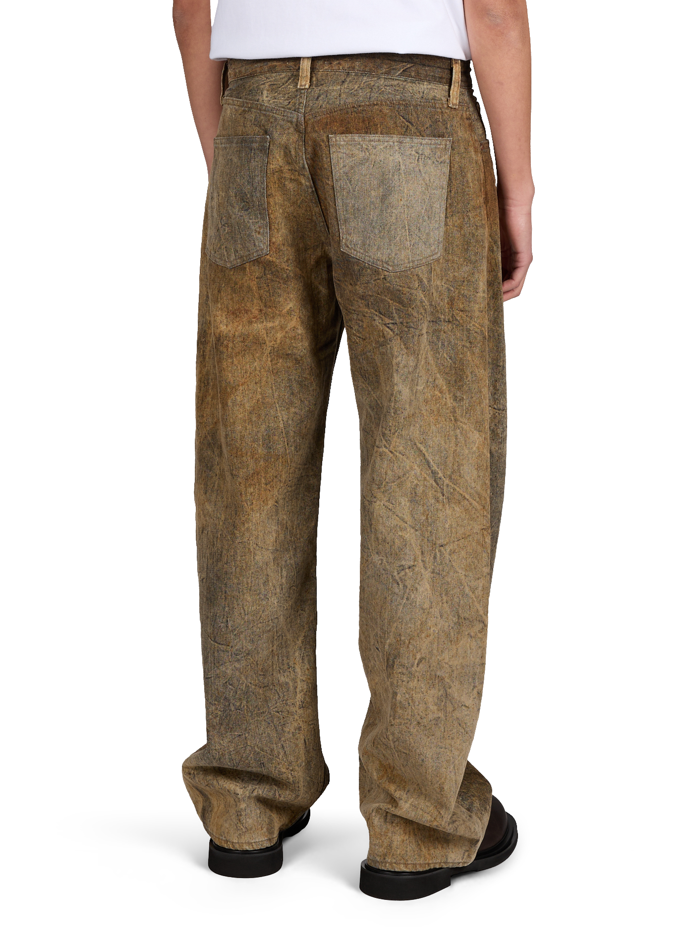 Jean Afton en denim de coton délavé AGOLDE Marron