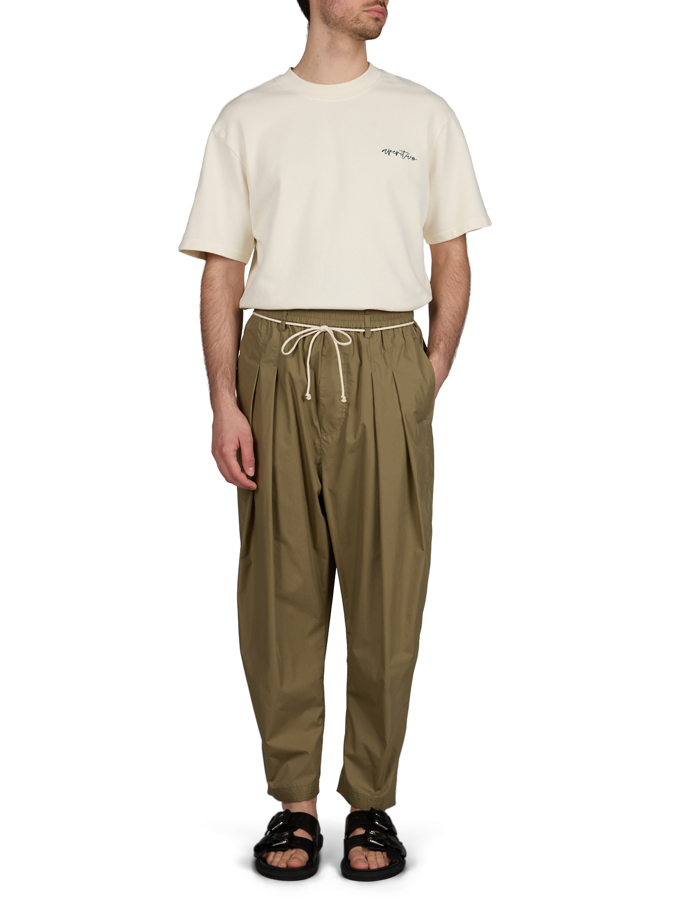 Solid color mixed cotton pants MORDECAI Khaki