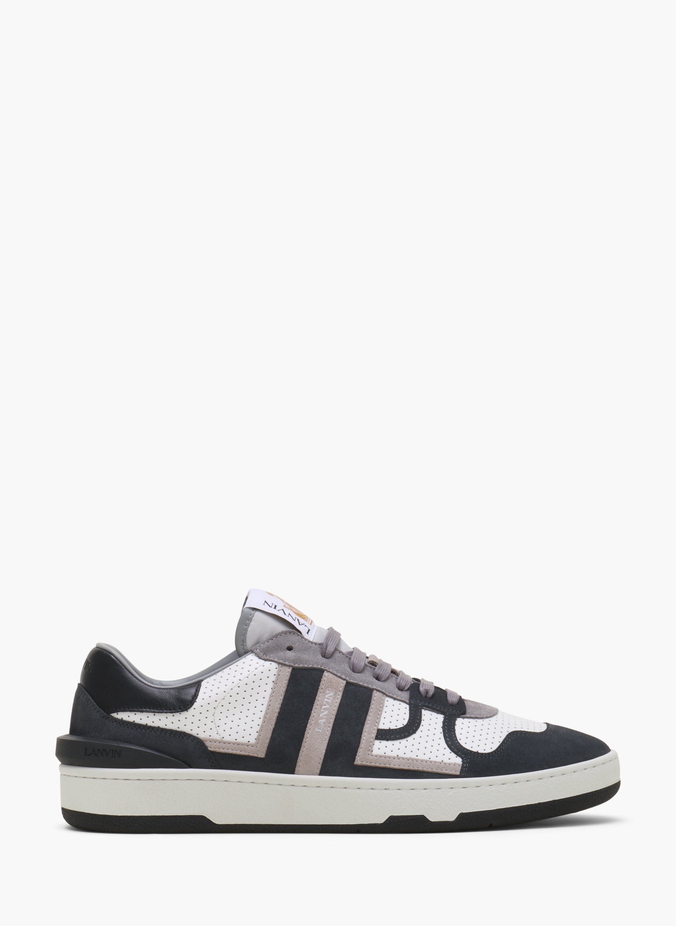Sneakers clay en cuir perforé et suède LANVIN Noir
