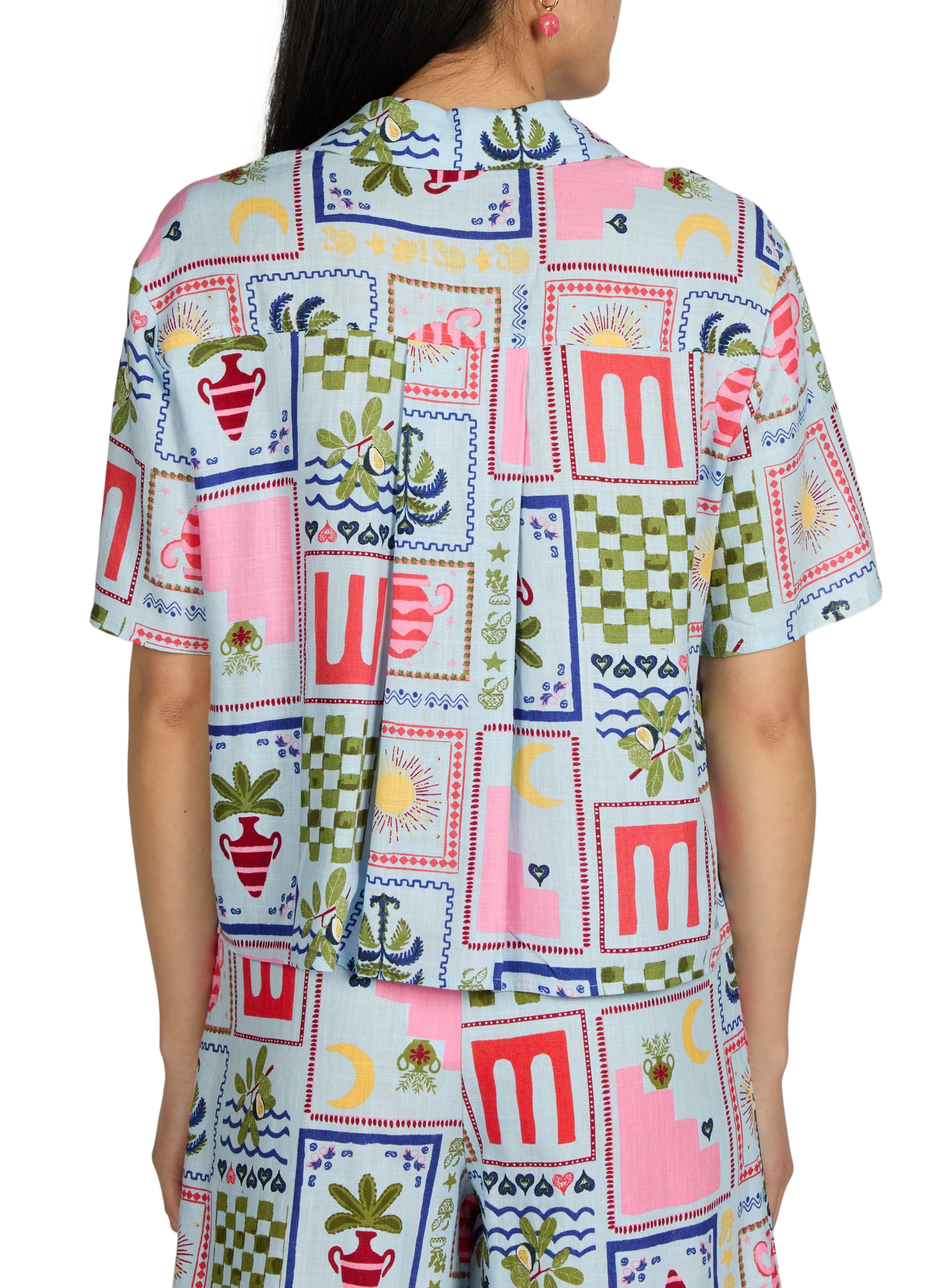 Printed short-sleeved shirt OBJECT Blue