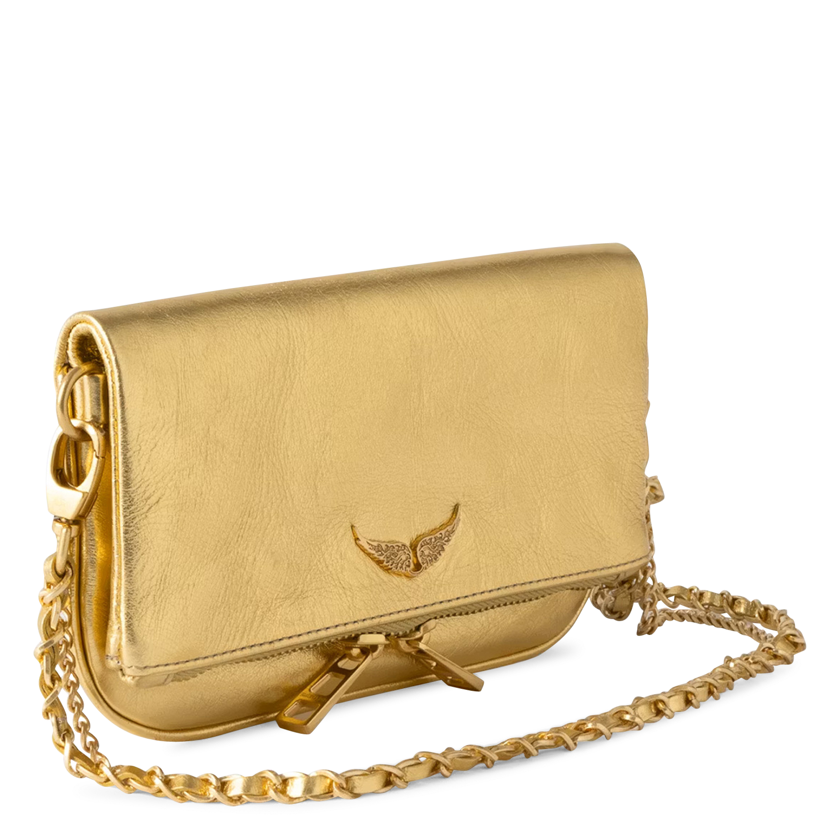 Rock nano leather evening clutch ZADIG&VOLTAIRE Golden