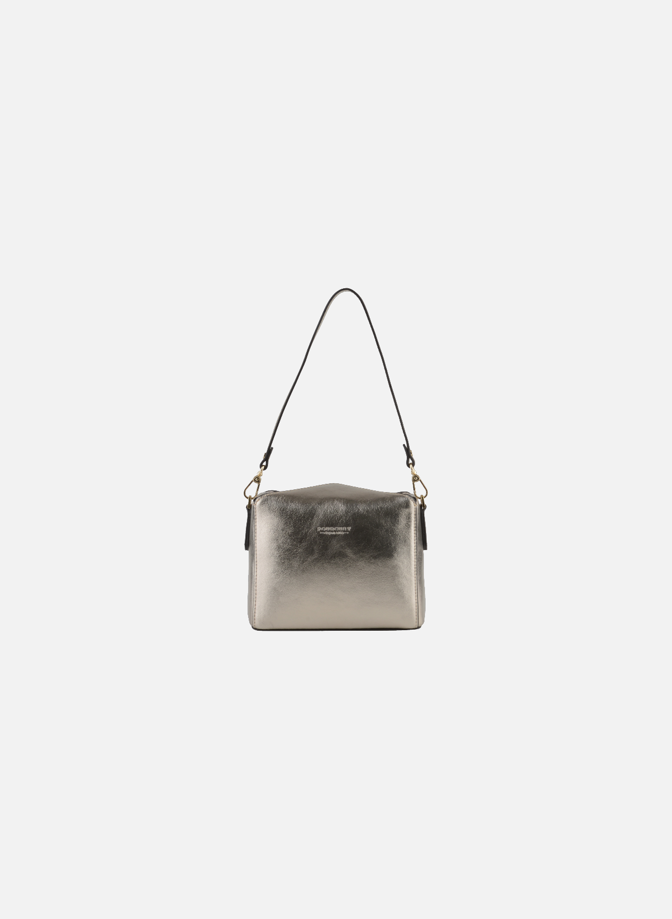 Cassetta metallic | sac porté crossbody en cuir de vachette POURCHET Doré