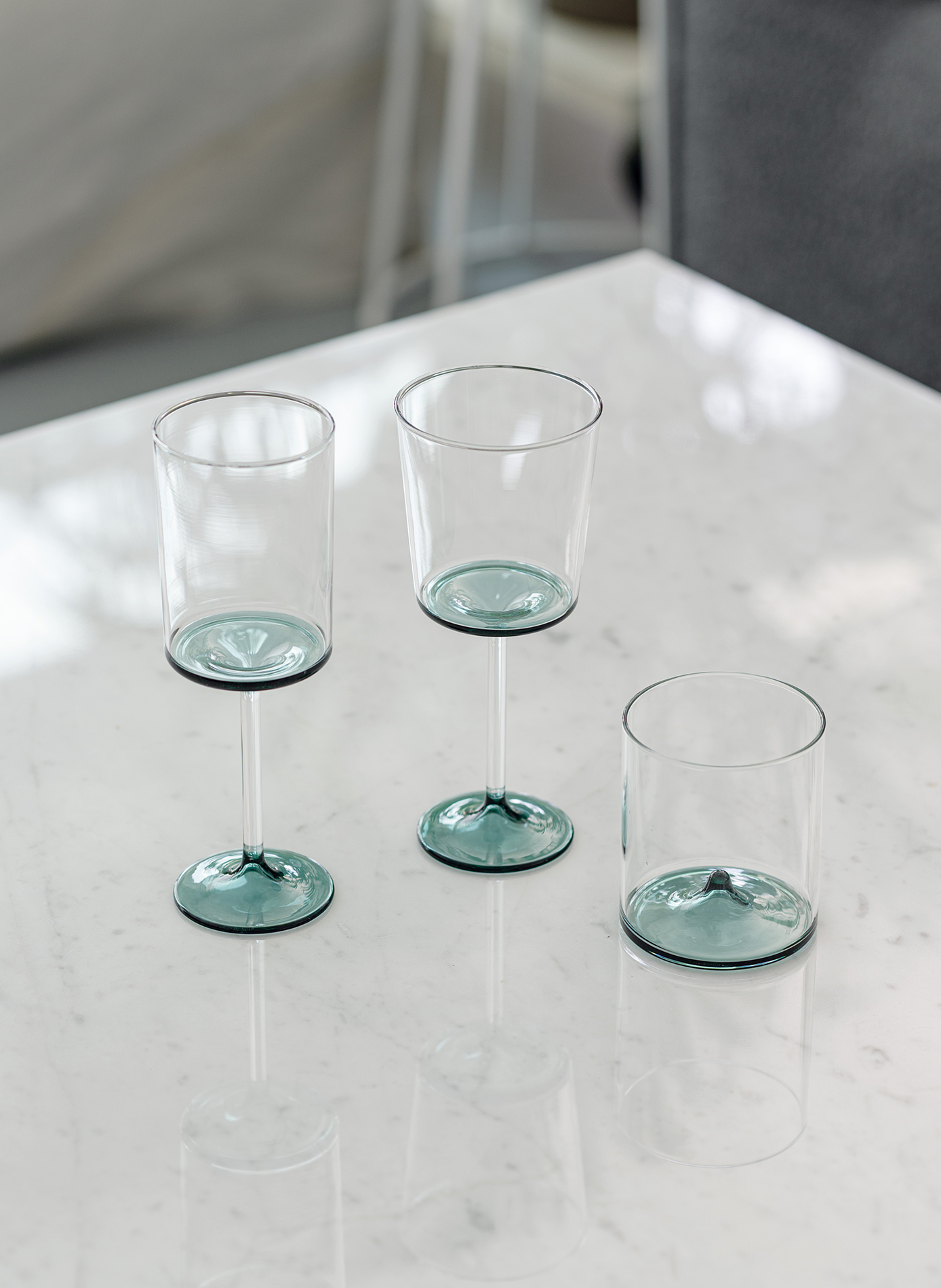 Set van 4 rode wijnglazen Discobolo ZAFFERANO Groen