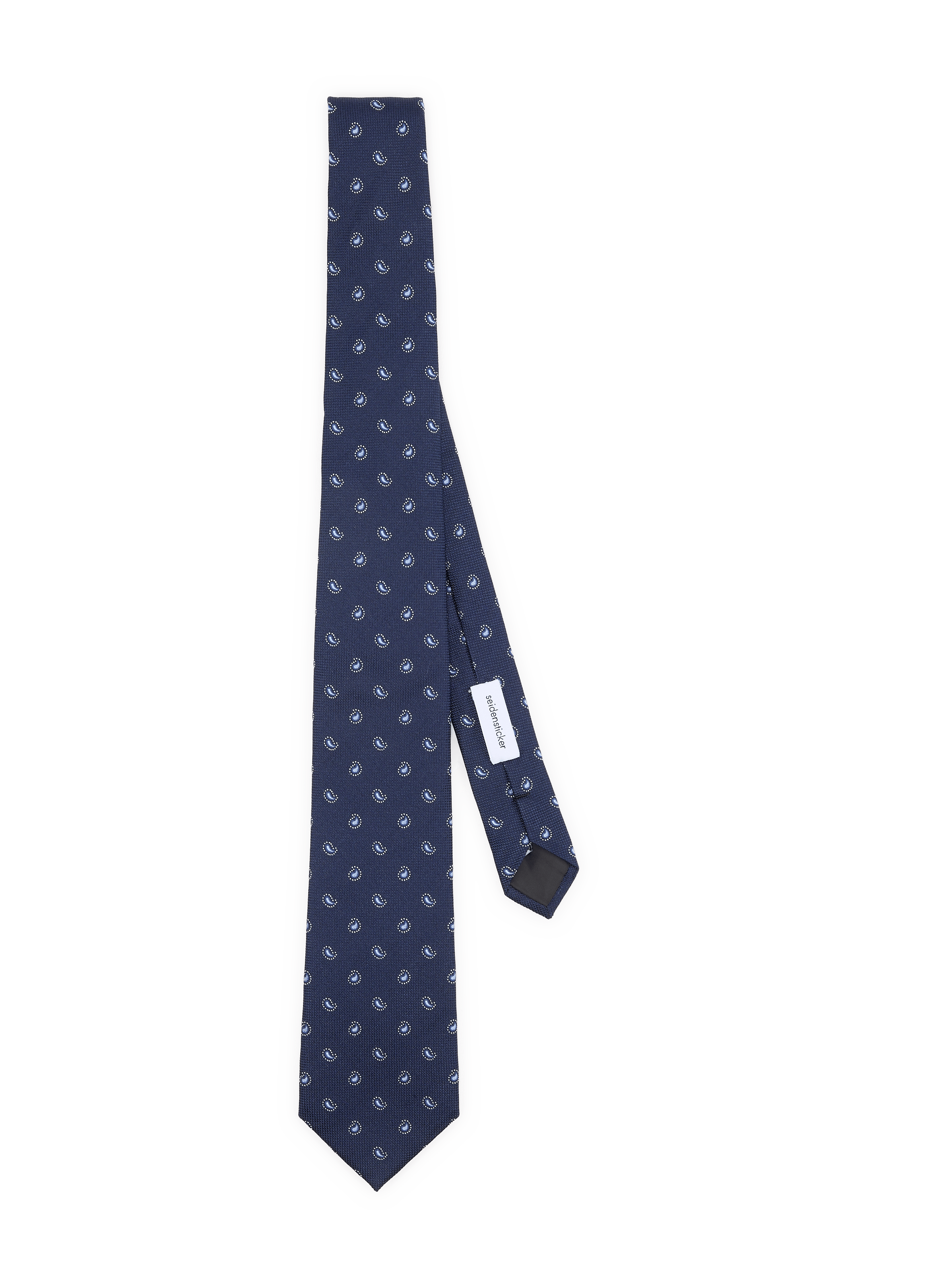 Cotton blend tie with cashmere pattern SEIDENSTICKER Blue