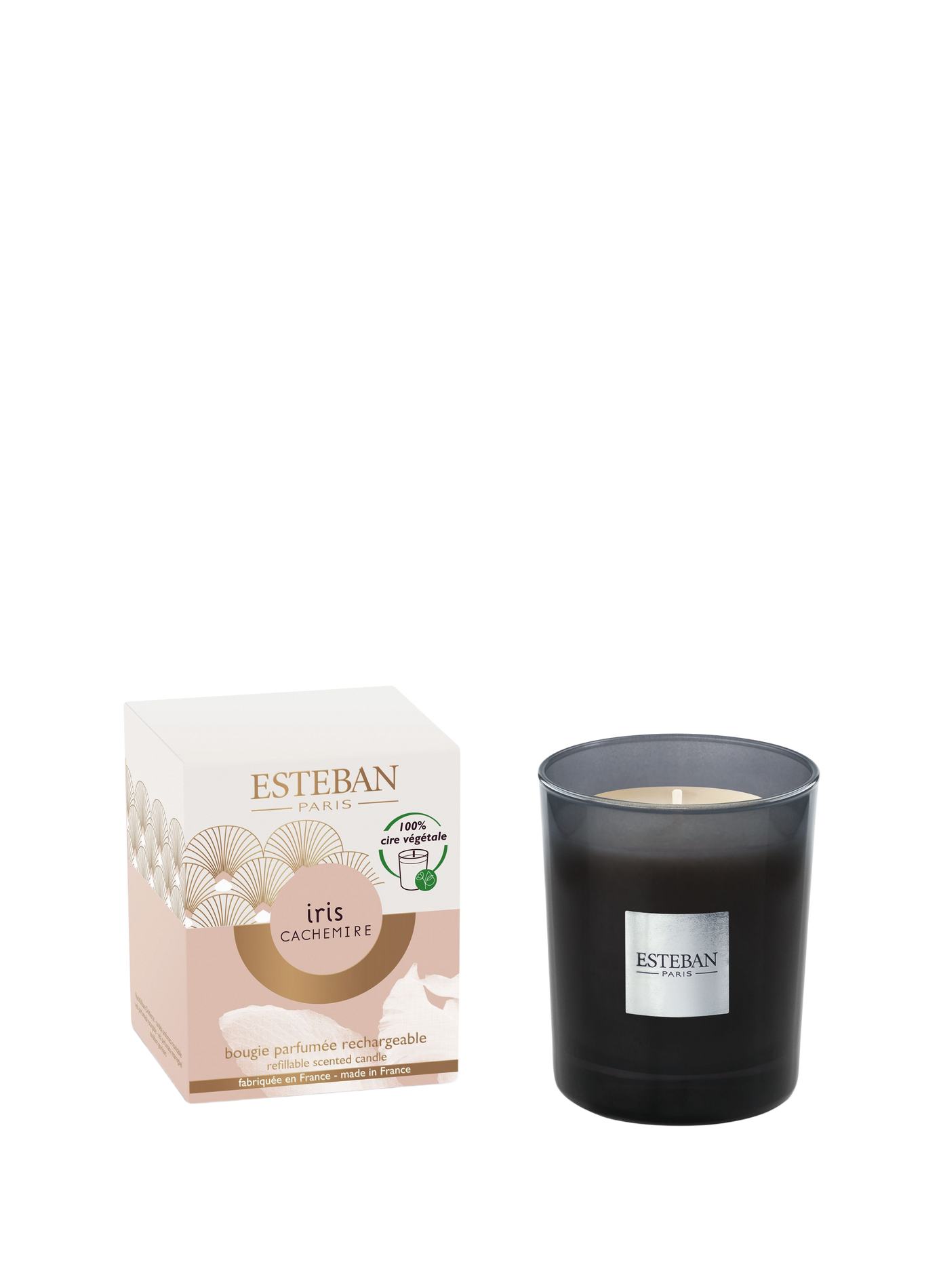 Rechargeable scented candle Iris Cashmere 180g ESTEBAN Pink