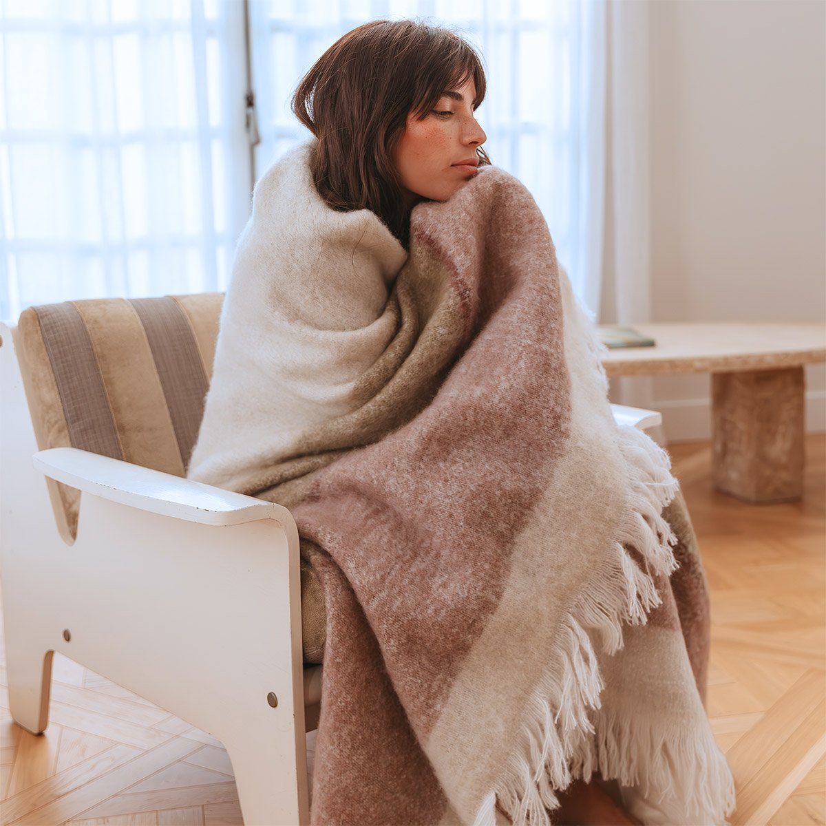 Plaid en mohair, baikal DESFORGES Violet