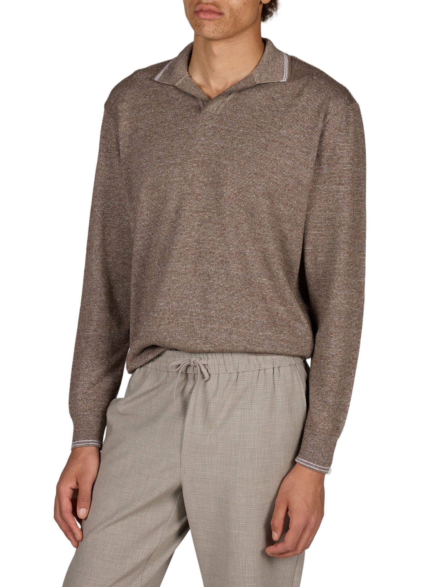 Straight heathered wool blend polo PAUL & SHARK White